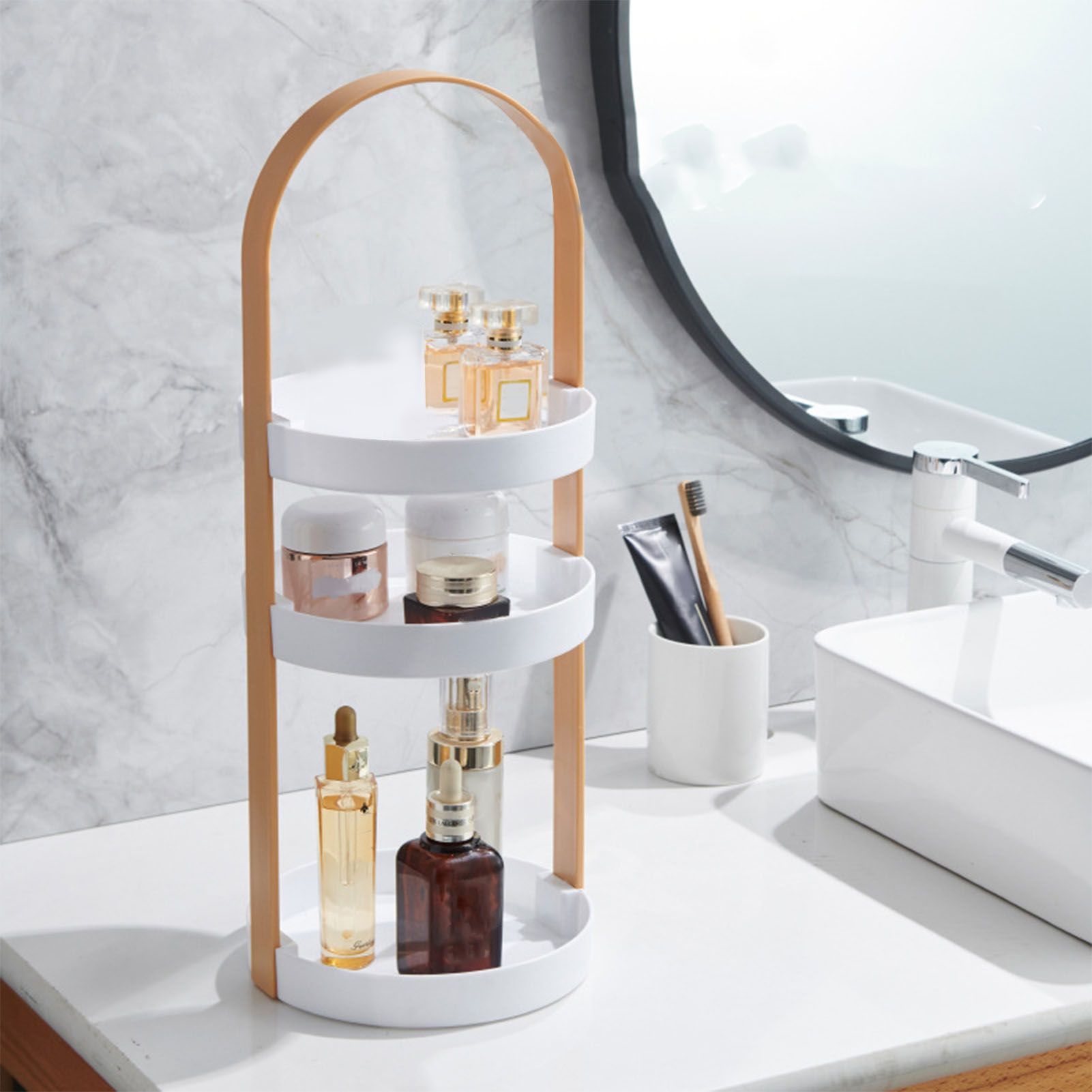 3 Layers Round Storage Rack Integral Handle 3 Layer Storage Round Stand for view 12