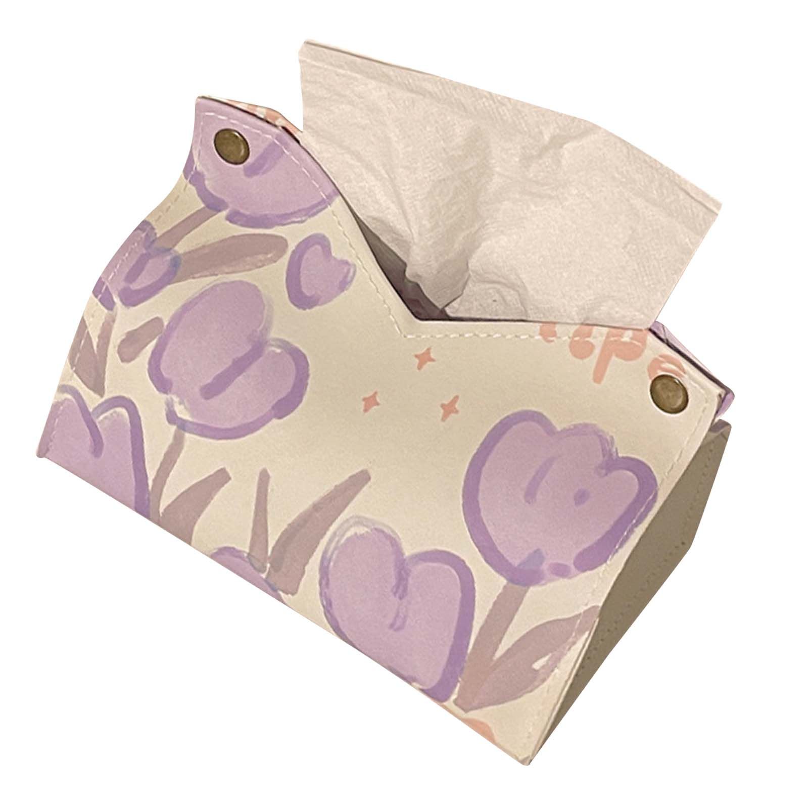 Paper Box Cover Large Cute PU Leather Facial Hand Paper Box Cover for Bedroom view 3