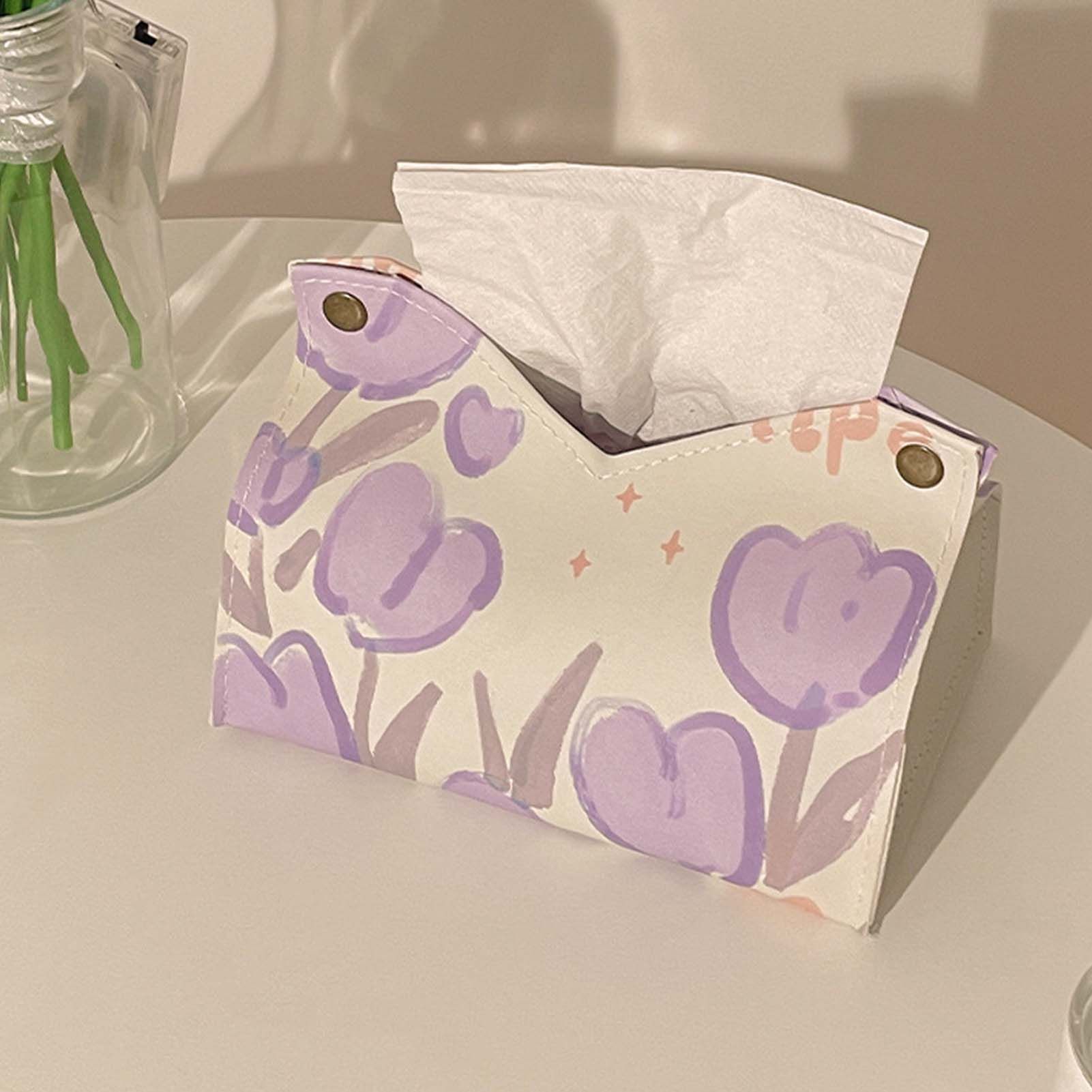Paper Box Cover Large Cute PU Leather Facial Hand Paper Box Cover for Bedroom view 5