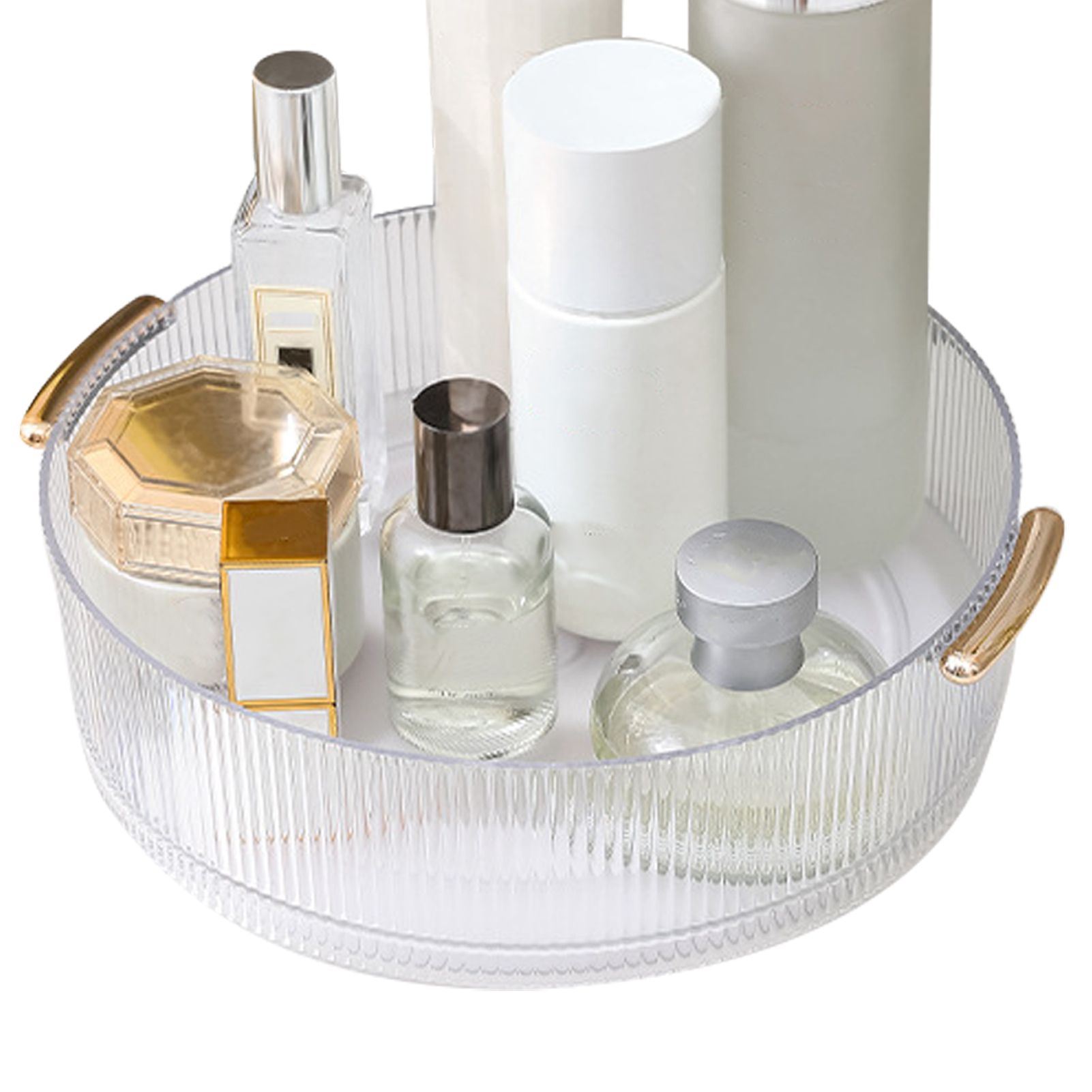 360 Rotating Cosmetic Organizer Texture Storage Rotating Makeup Desk Organizer view 3