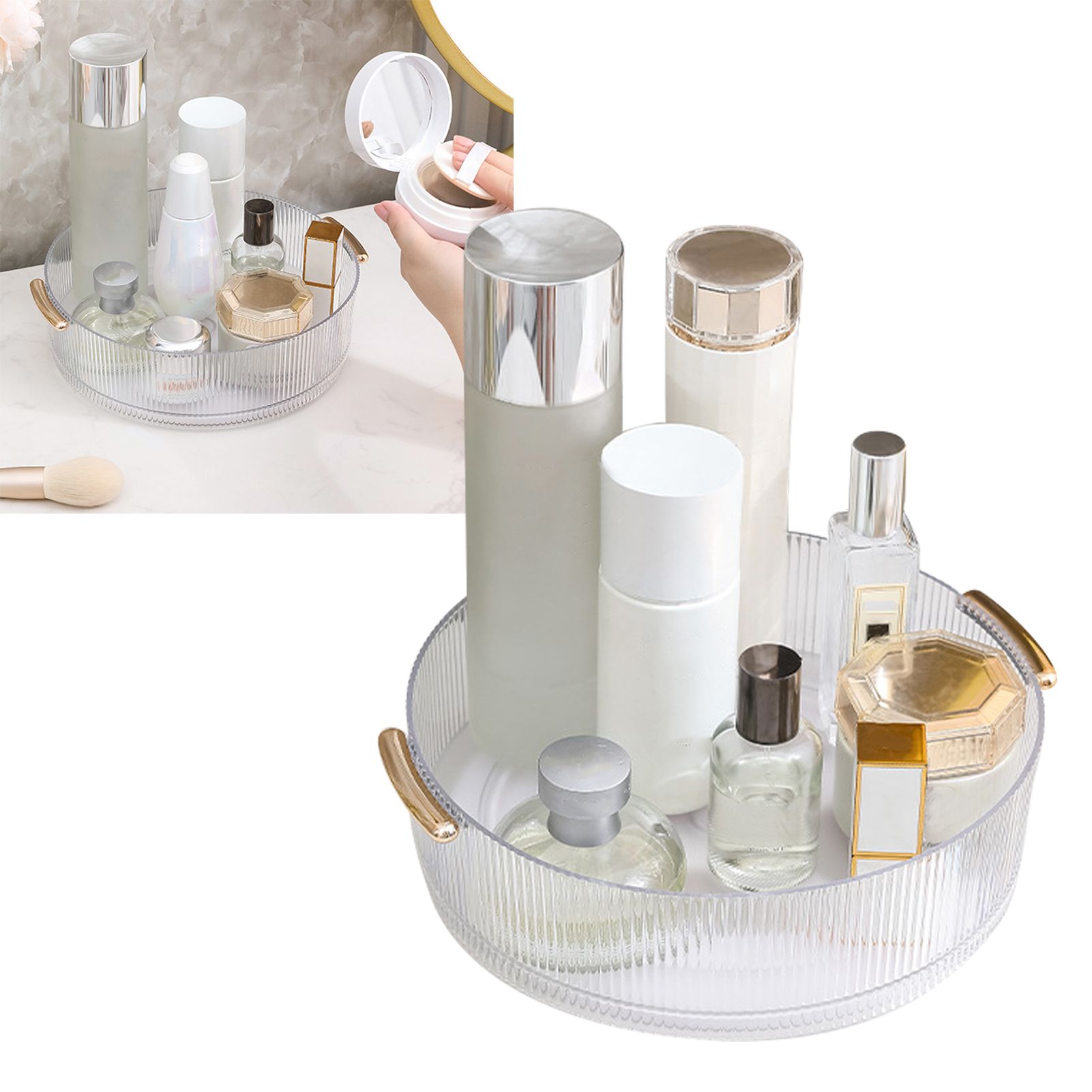 360 Rotating Cosmetic Organizer Texture Storage Rotating Makeup Desk Organizer view 5