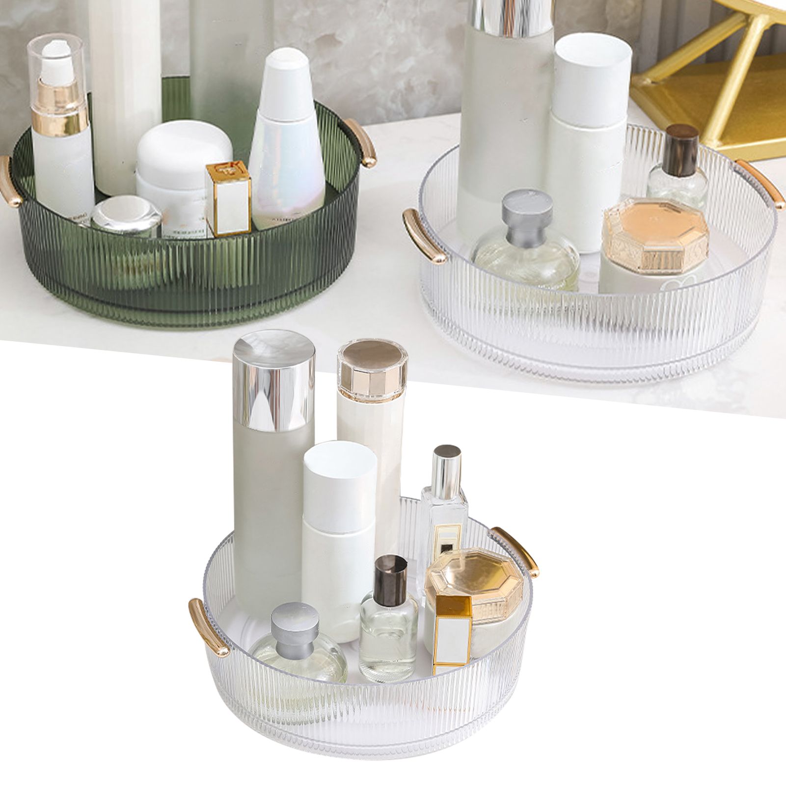 360 Rotating Cosmetic Organizer Texture Storage Rotating Makeup Desk Organizer view 6