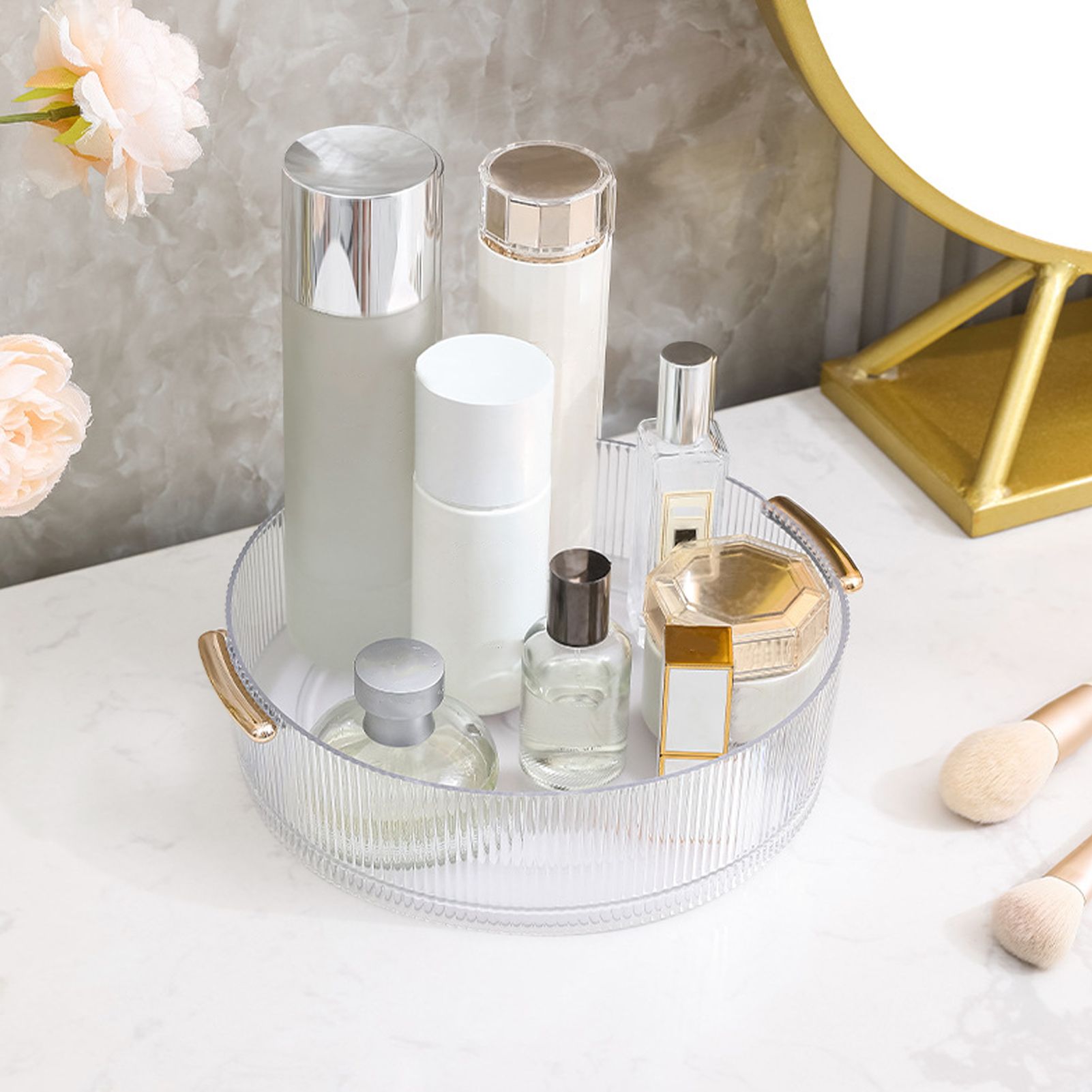 360 Rotating Cosmetic Organizer Texture Storage Rotating Makeup Desk Organizer view 10