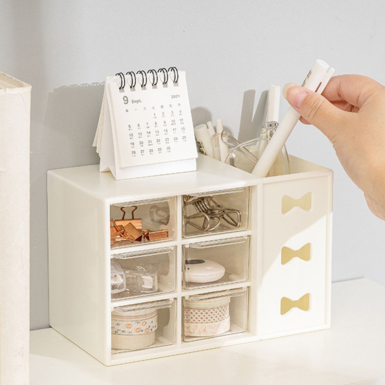 Pen Desk Shelf Dustproof 6 Drawers Pen Organization Storage Shelf for Students view 5