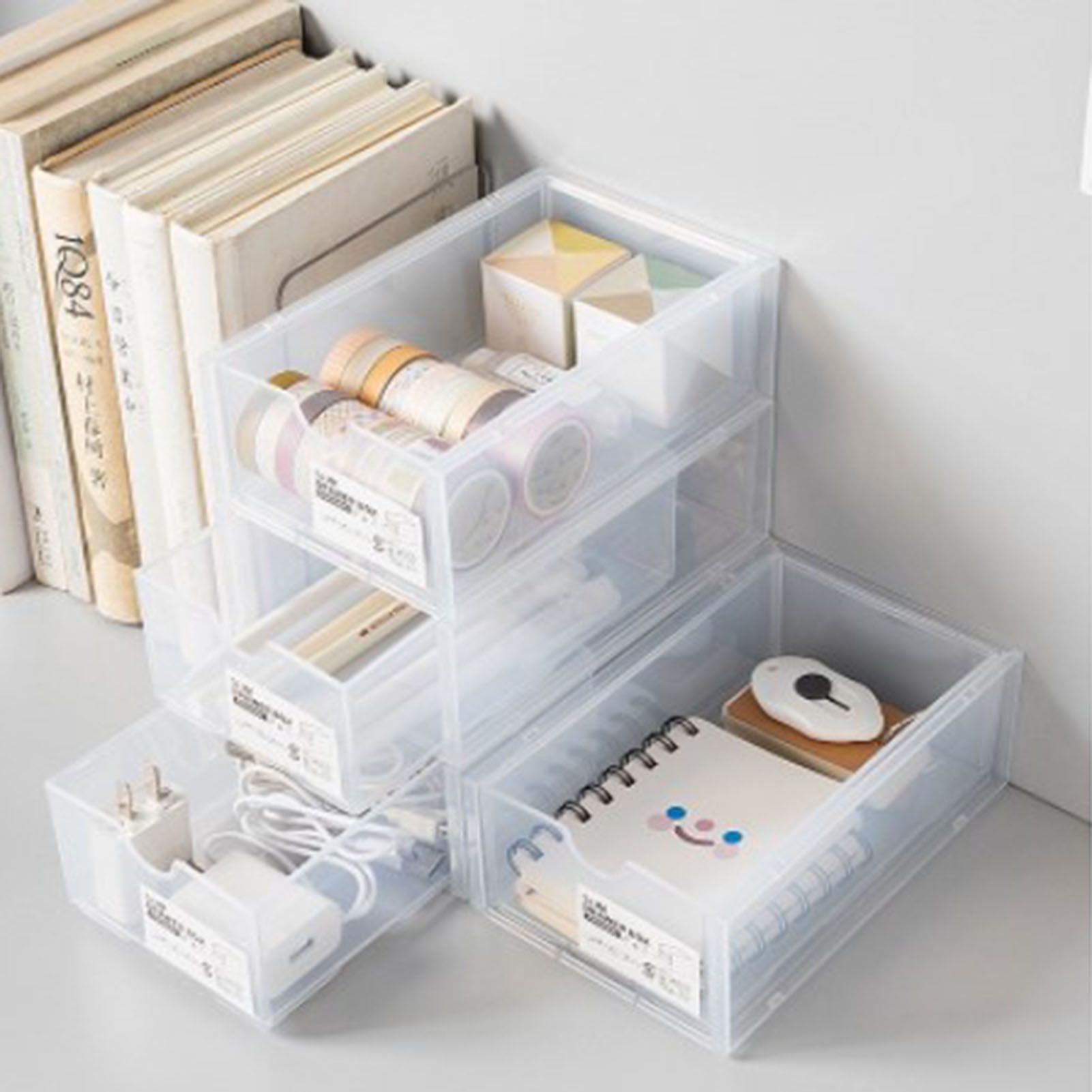 Desktop Storage Box Plastic Desk Makeup Organizer Stationery Supplies Storage view 5
