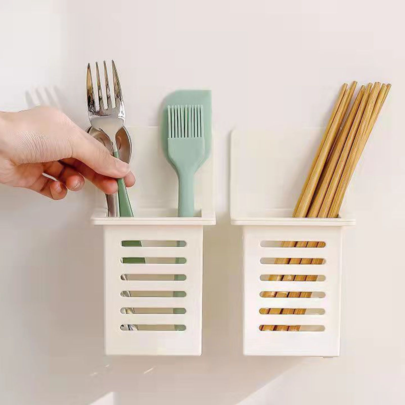 Bathroom Kitchen Draining Shelf Plastic Adhesive Waterproof Small Wall view 10