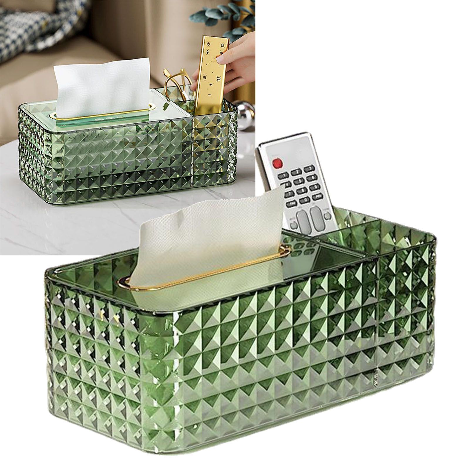 Tissue Storage Box Rhombus Texture Side Partition Towel Napkin Container Case view 5