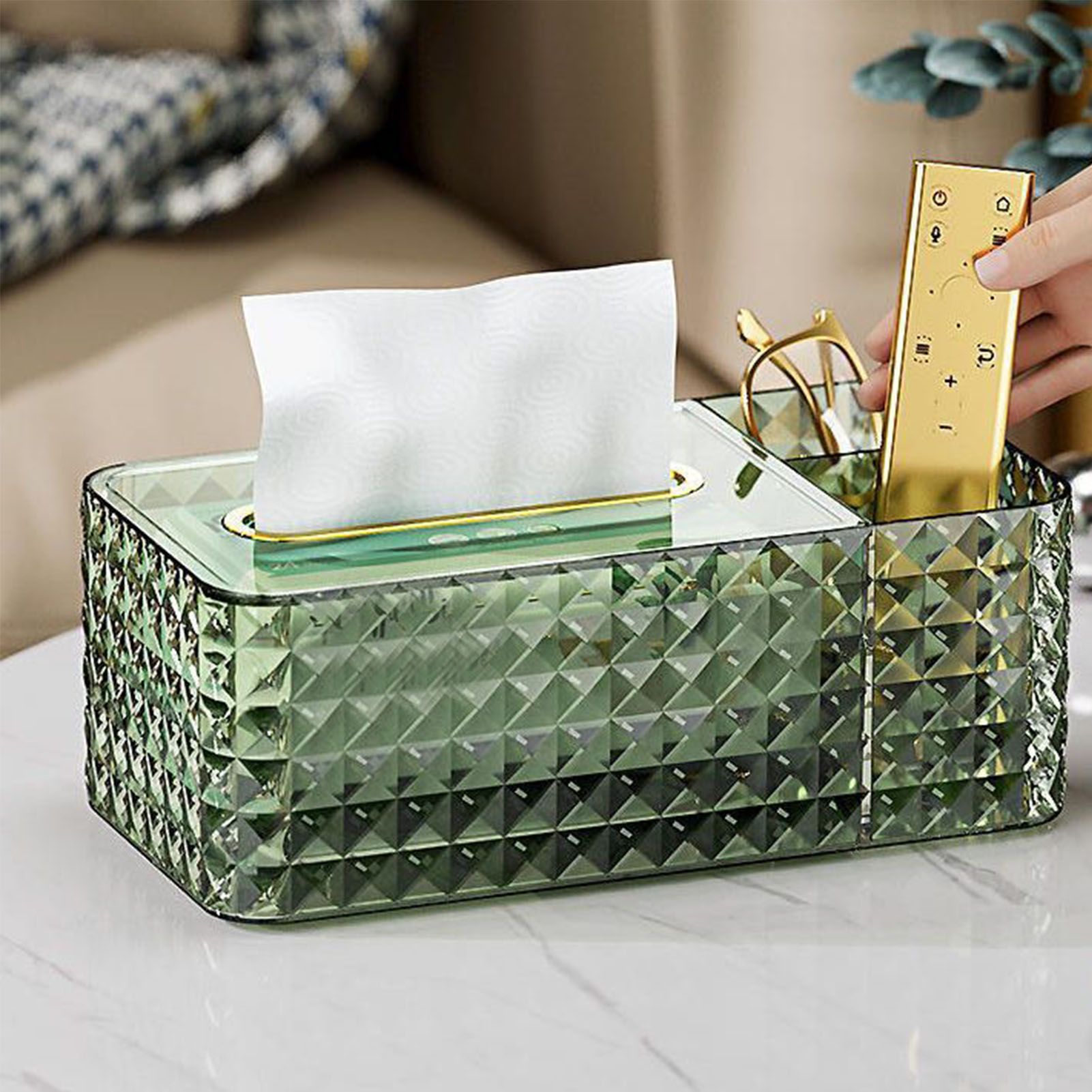 Tissue Storage Box Rhombus Texture Side Partition Towel Napkin Container Case view 7