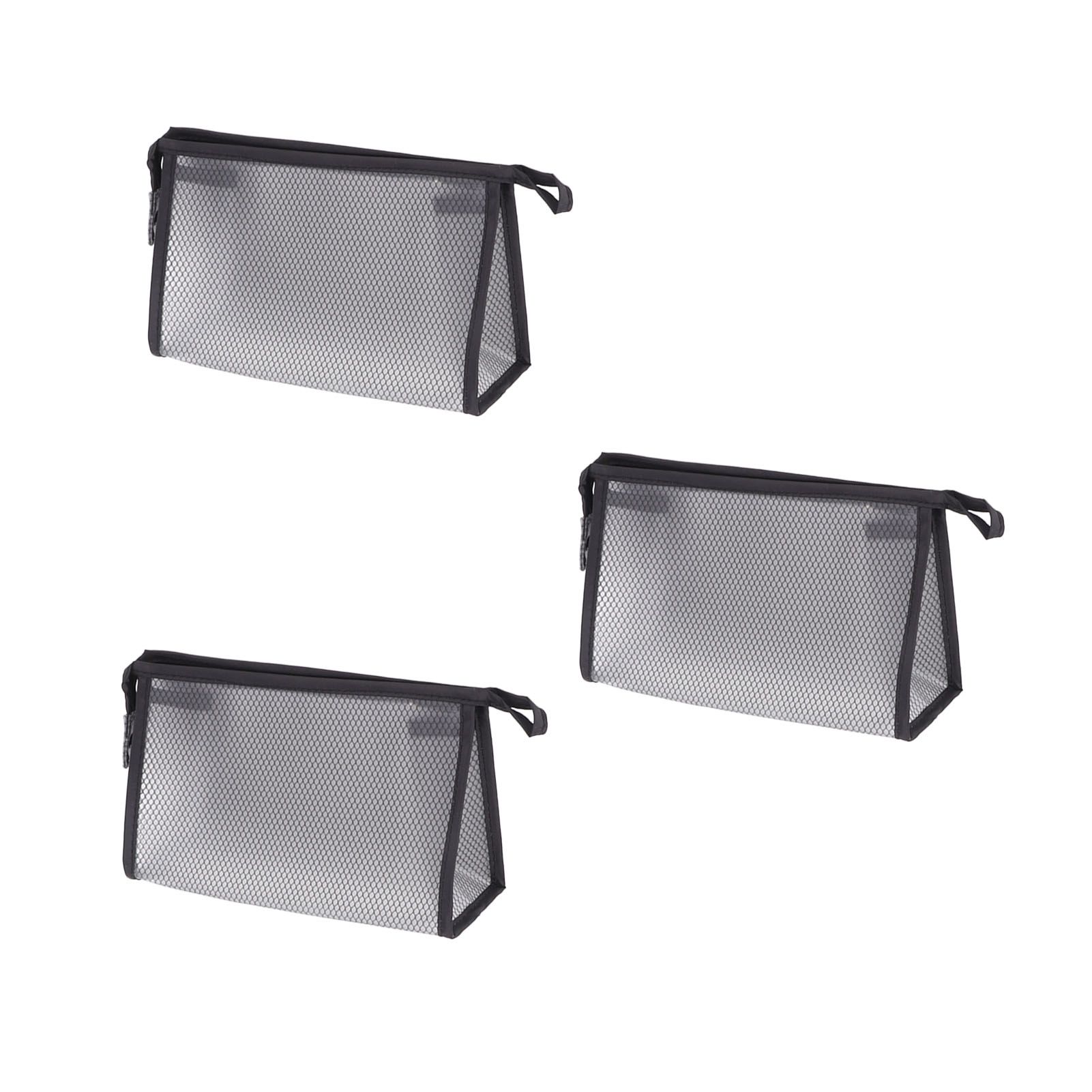 3Pcs Mesh Makeup Bag Waterproof EVA Triangular Design Semi Transparent Mesh view 3