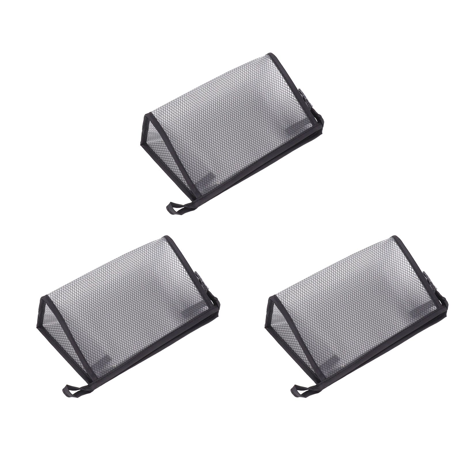 3Pcs Mesh Makeup Bag Waterproof EVA Triangular Design Semi Transparent Mesh view 4