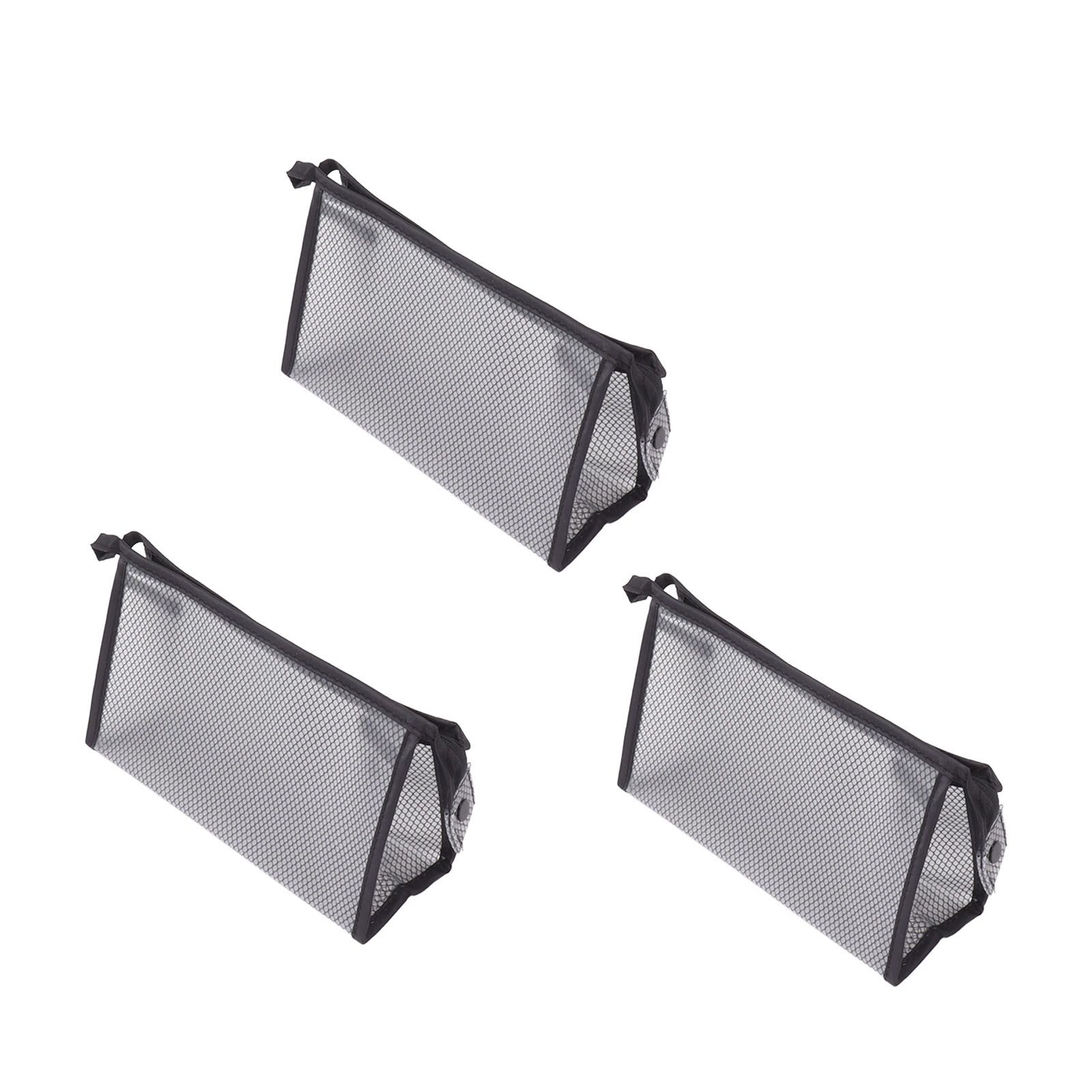 3Pcs Mesh Makeup Bag Waterproof EVA Triangular Design Semi Transparent Mesh view 5