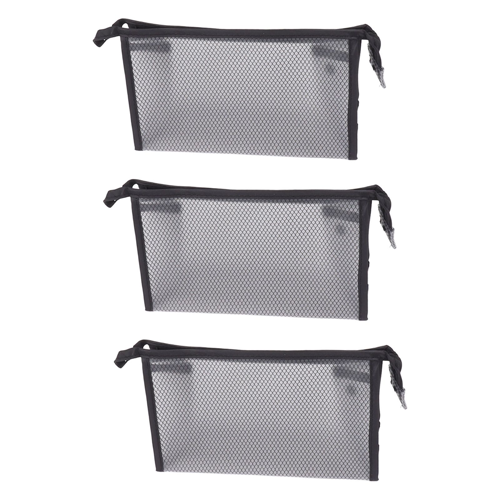 3Pcs Mesh Makeup Bag Waterproof EVA Triangular Design Semi Transparent Mesh view 9