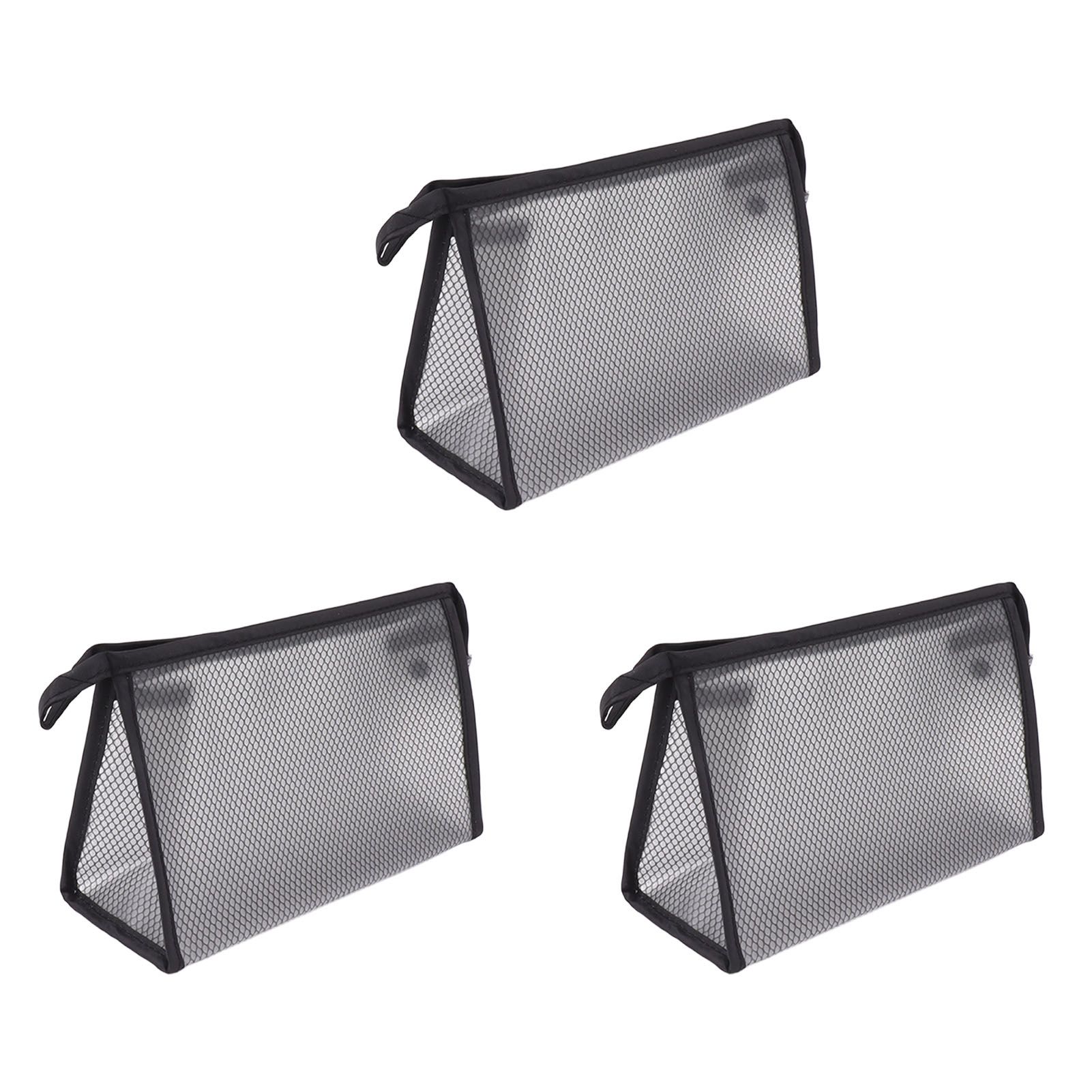 3Pcs Mesh Makeup Bag Waterproof EVA Triangular Design Semi Transparent Mesh view 10