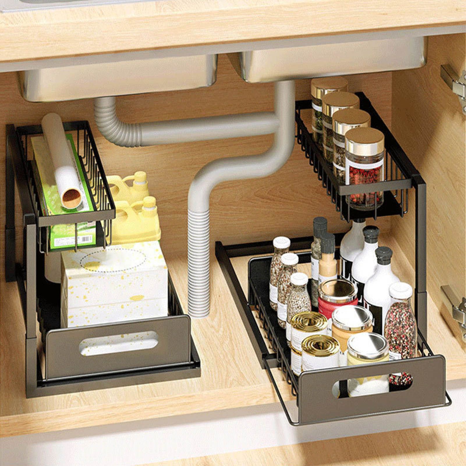 Under Sink Organizers and Storage Sliding Cabinet Basket Organizer 2 Tier view 12
