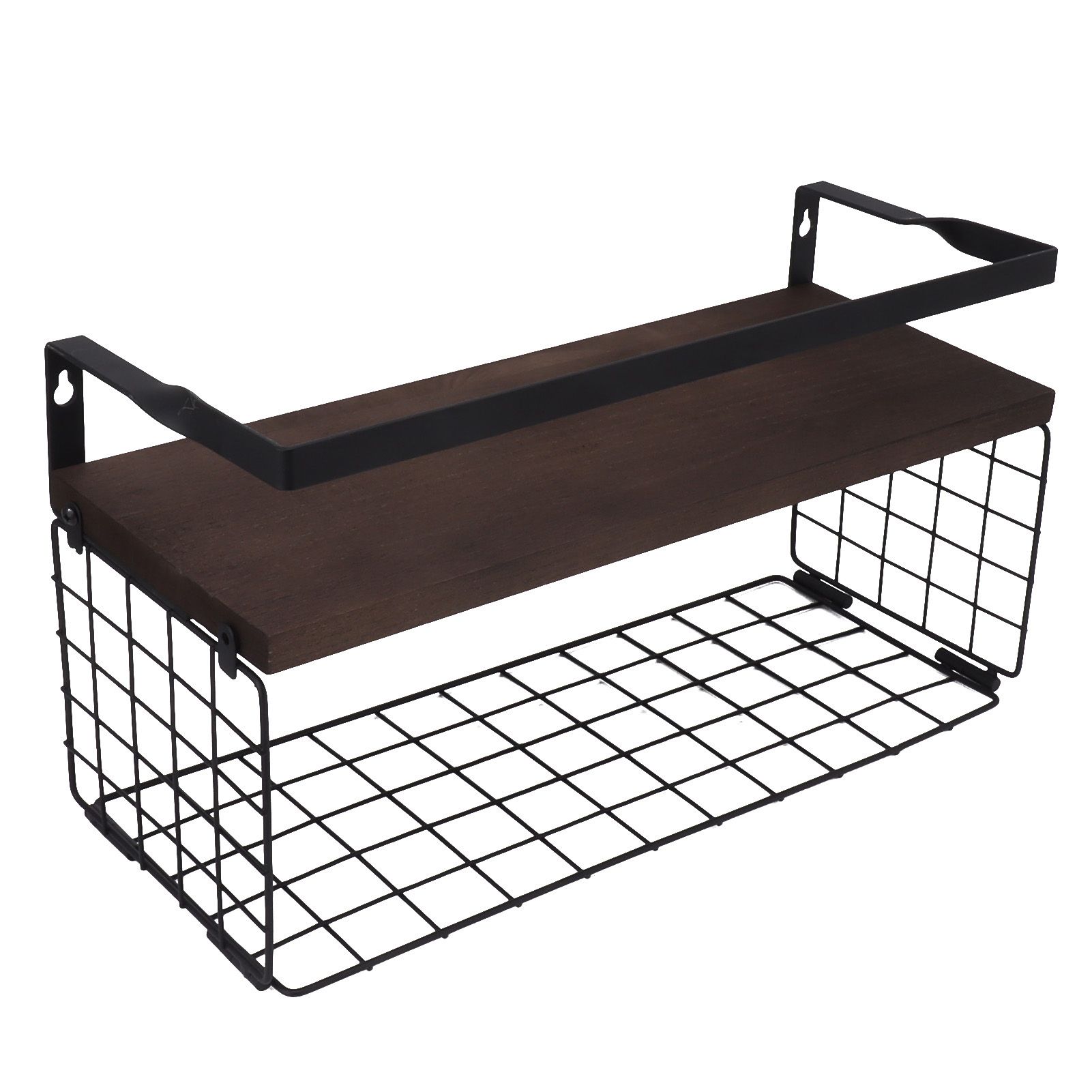 2 Set Wall Mounted Storage Shelves Bathroom Metal Wire Rustic Floating Shelf view 9