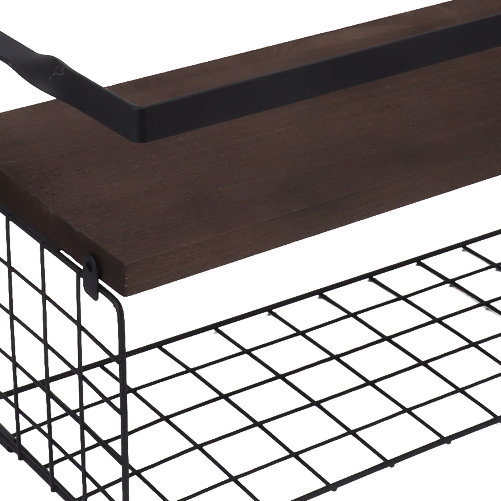 2 Set Wall Mounted Storage Shelves Bathroom Metal Wire Rustic Floating Shelf view 13