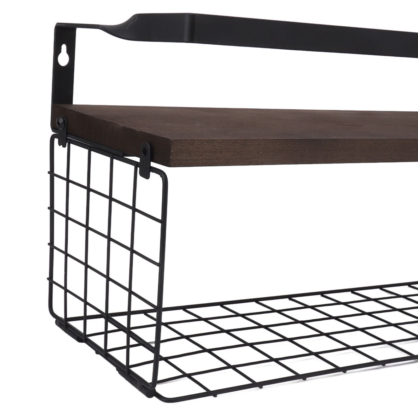 2 Set Wall Mounted Storage Shelves Bathroom Metal Wire Rustic Floating Shelf view 15