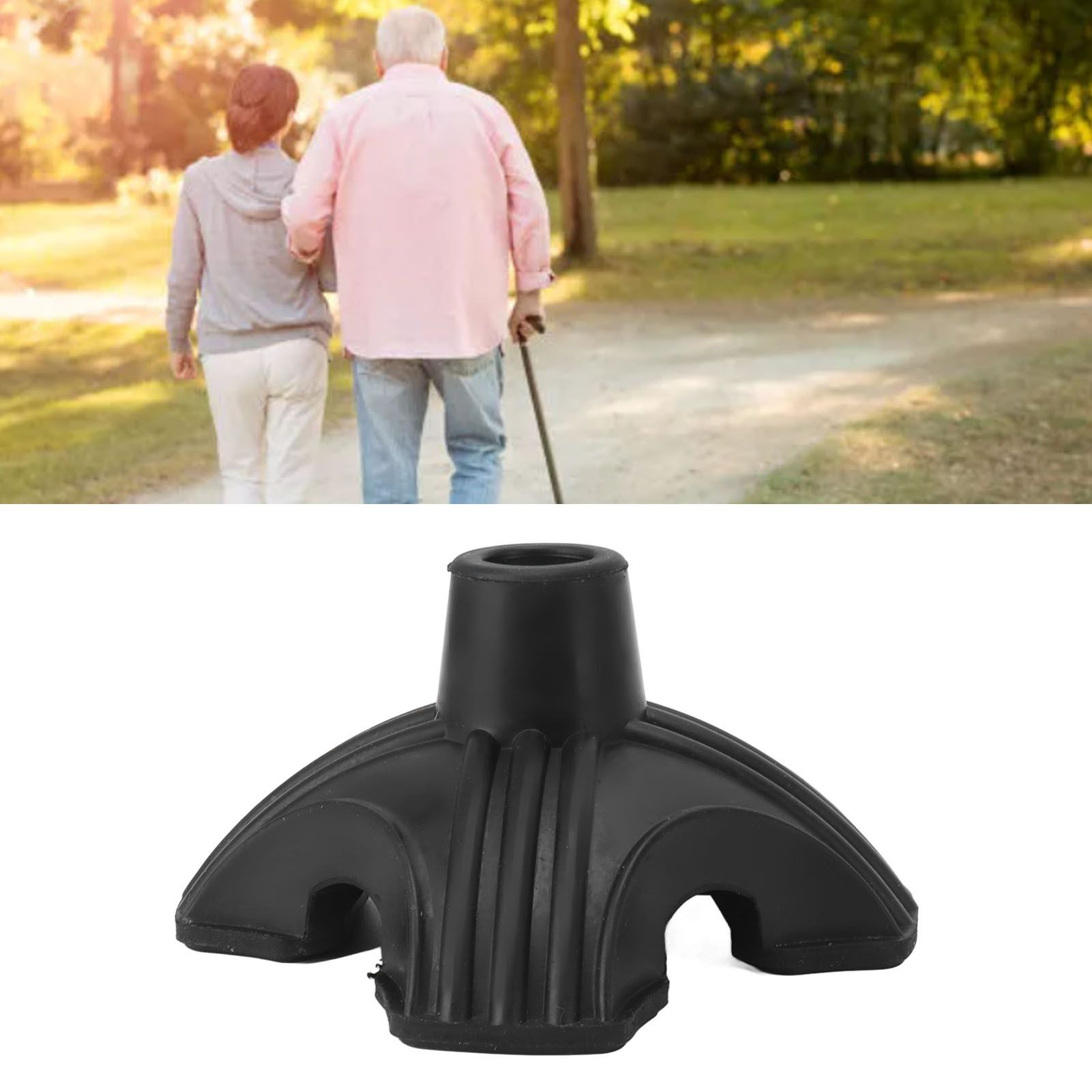 Cane Tip Walking Rubber Foot Pad Replacement 4 Prong Self Standing Non Slip Base view 12