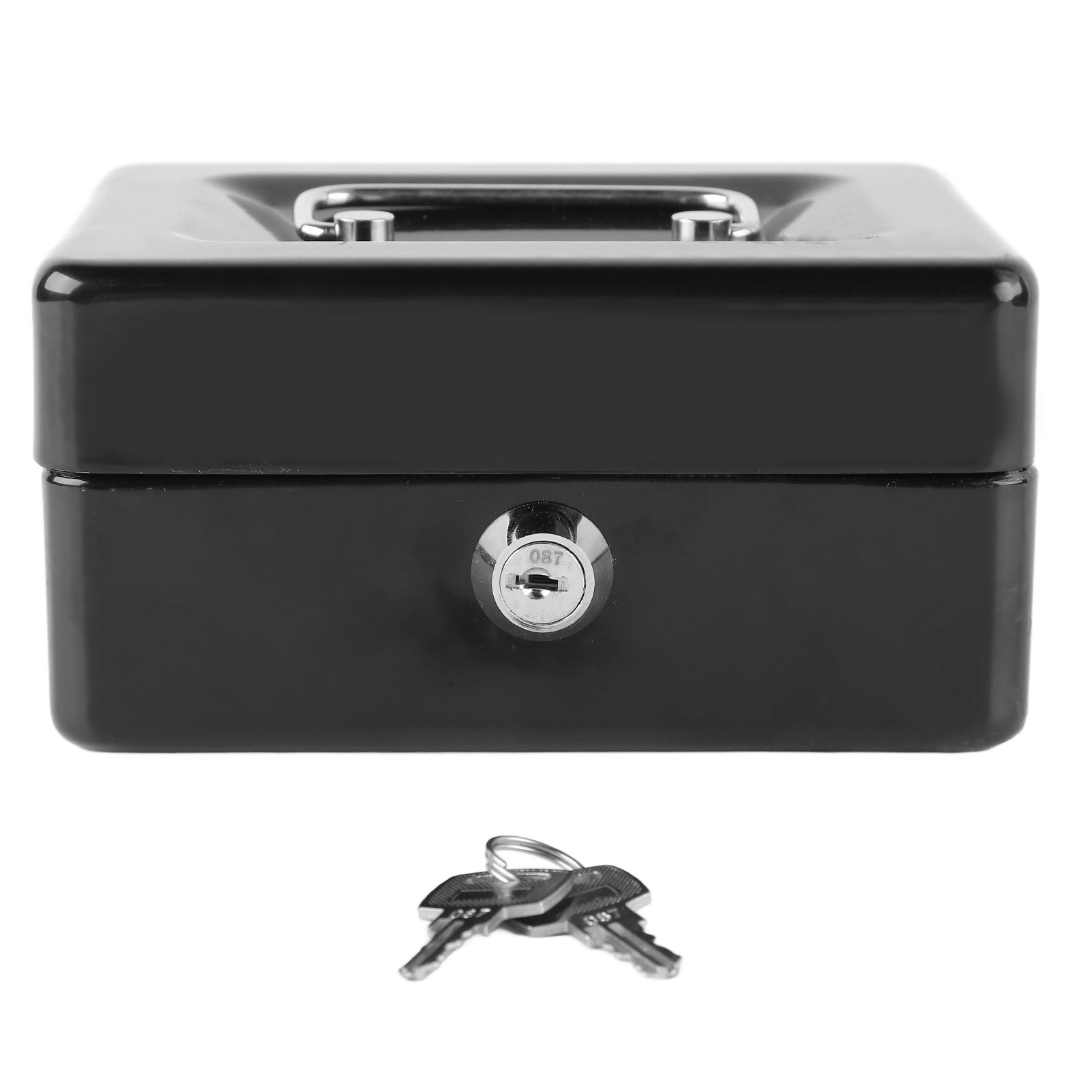 Metal Cash Box with Lock Safety Portable Small Metal Storage Box with 2 Keys view 2