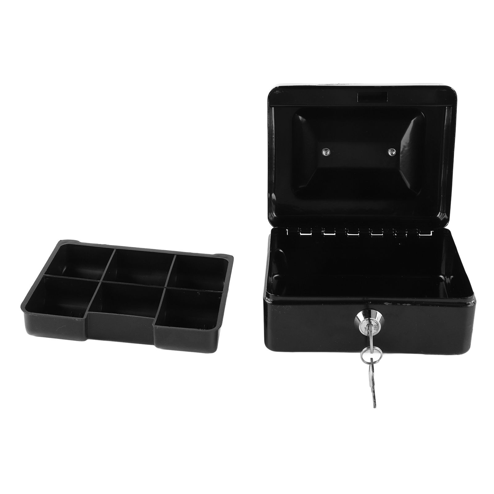 Metal Cash Box with Lock Safety Portable Small Metal Storage Box with 2 Keys view 3