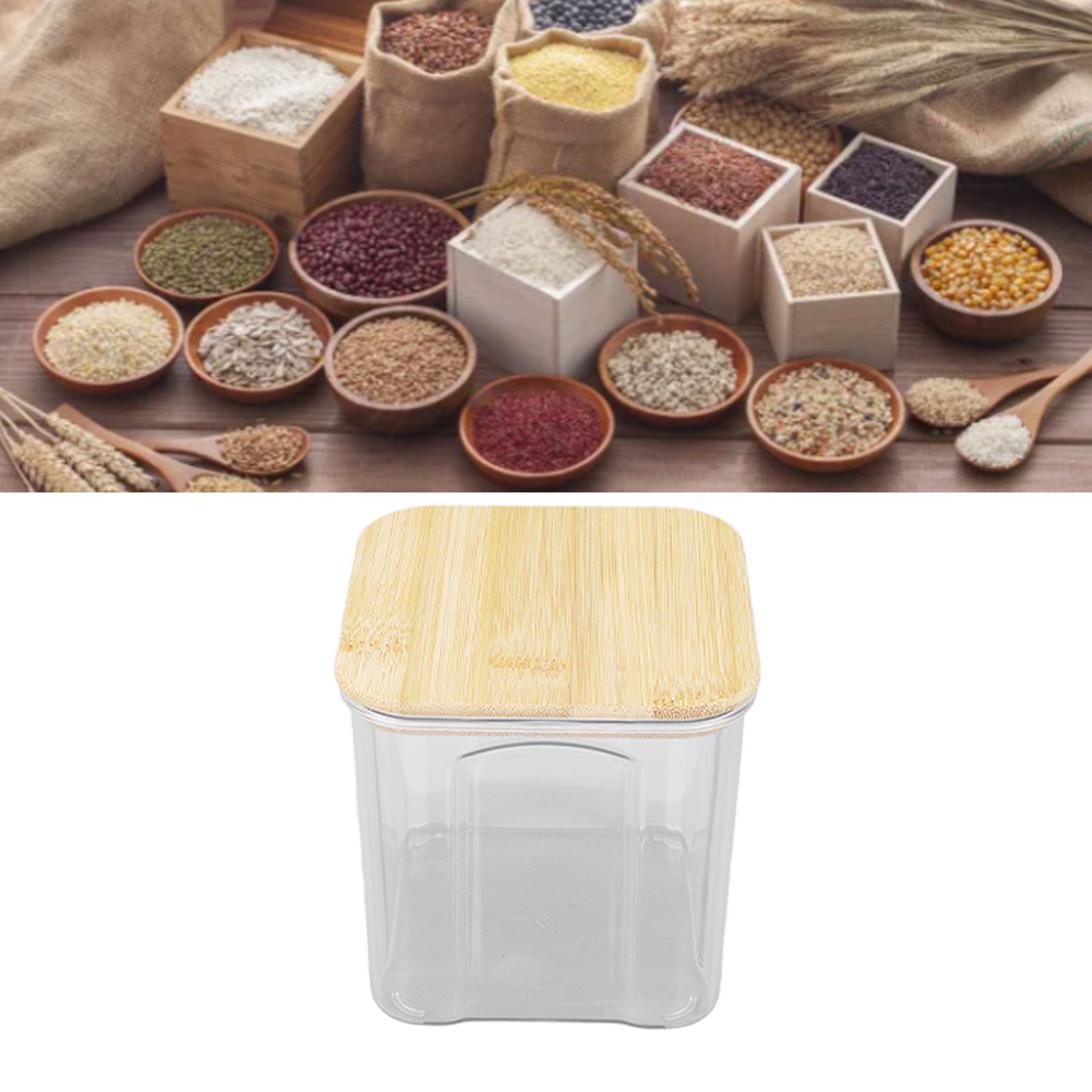 Airtight Food Storage Container Clear Food Storage Jar with Bamboo Lid for view 12