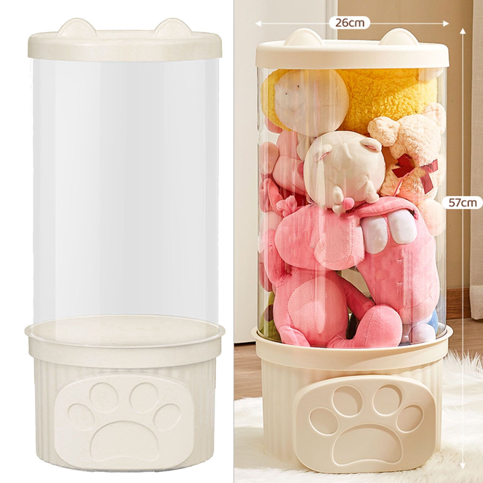 Toy Storage Container PET Transparent Cylinder Plush Toy Display Bucket with view 6