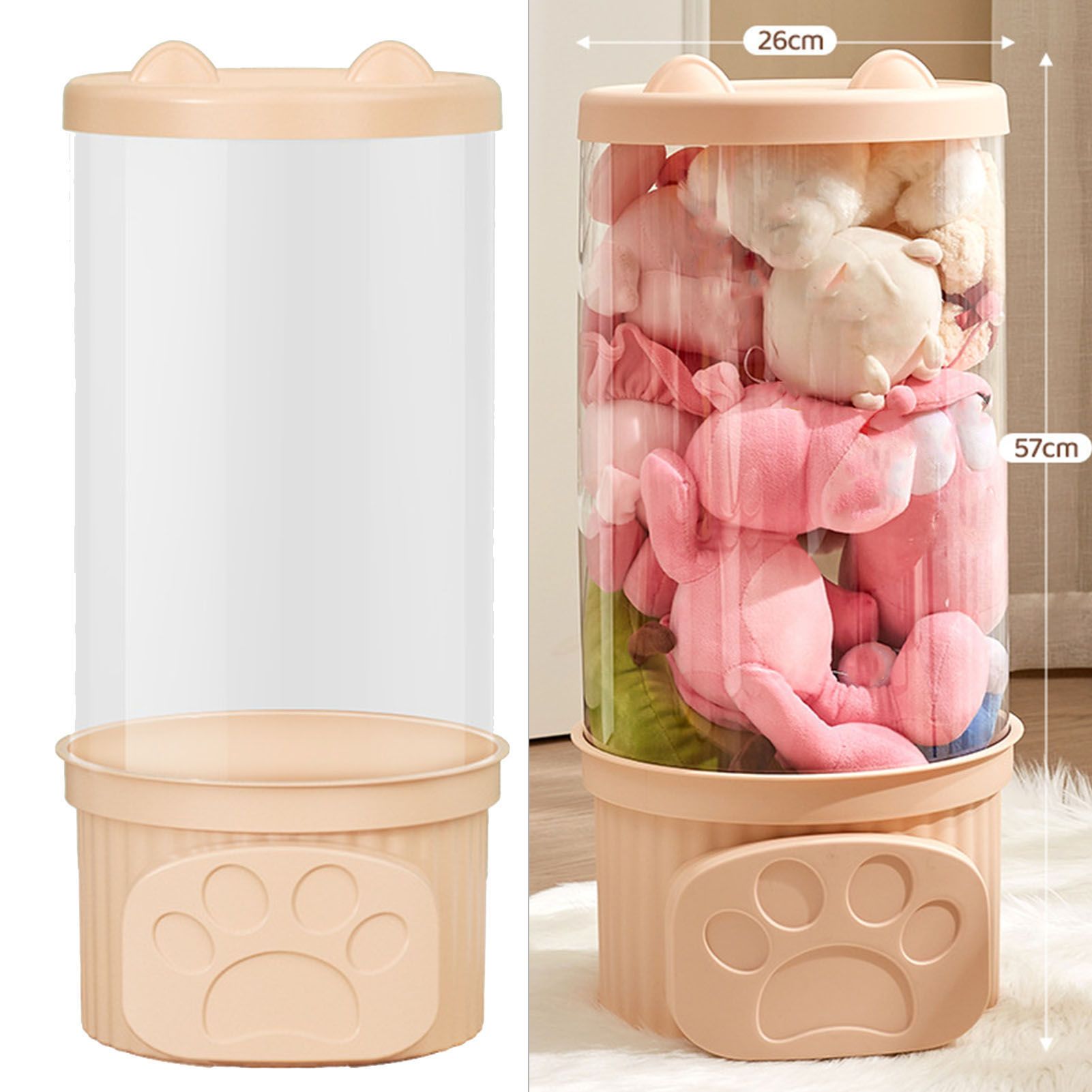 Toy Storage Container PET Transparent Cylinder Plush Toy Display Bucket with view 5
