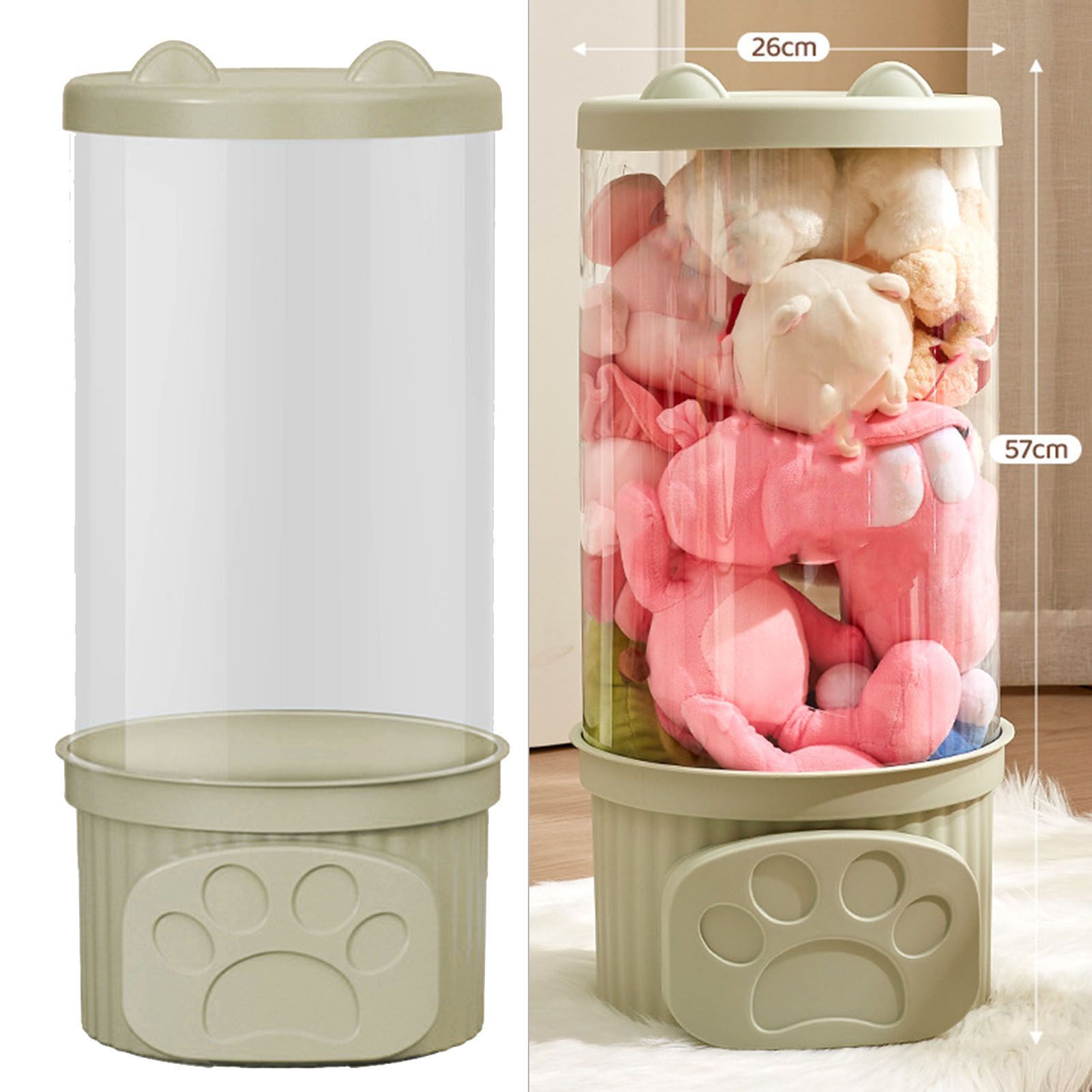 Toy Storage Container PET Transparent Cylinder Plush Toy Display Bucket with view 6