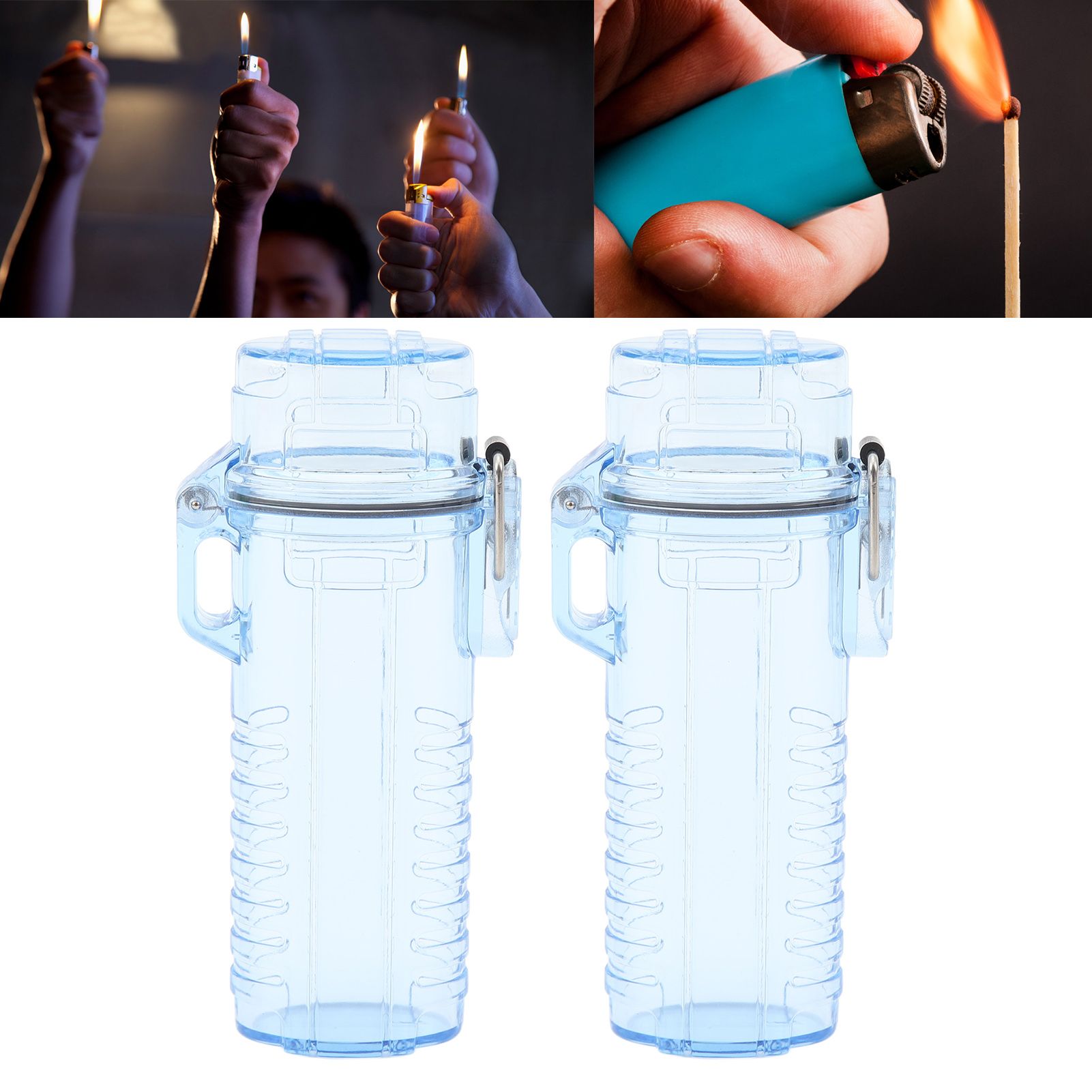 2Pcs Lighter Case Waterproof Lighter Storage Container Plastic for Outdoor view 12