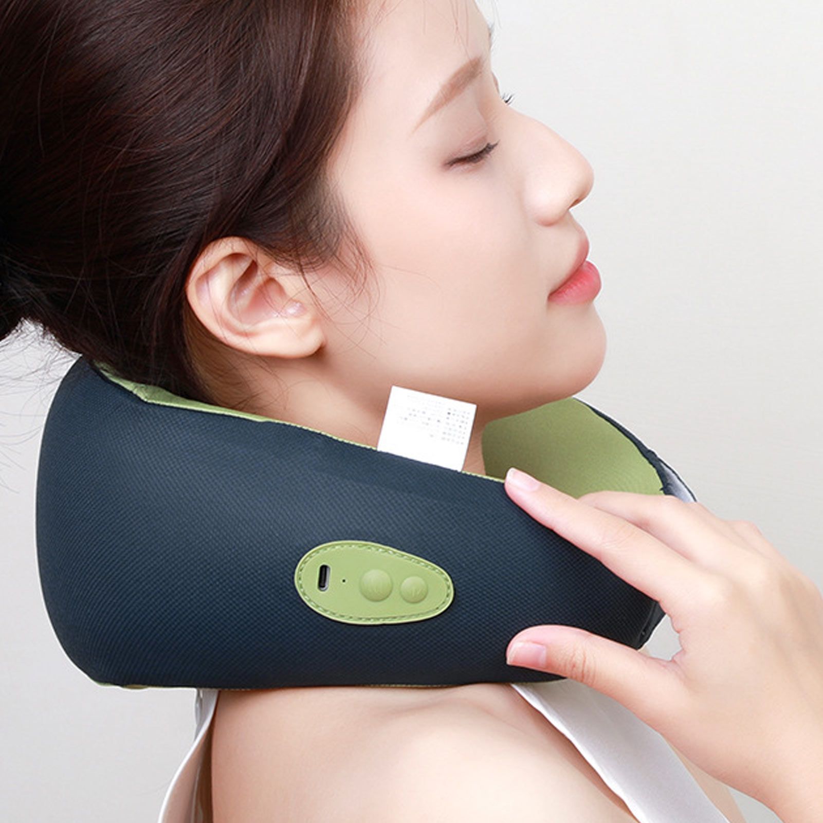 Back Neck Pillow Massager Hot Compress Cordless Massager Pillow Blue Green view 11