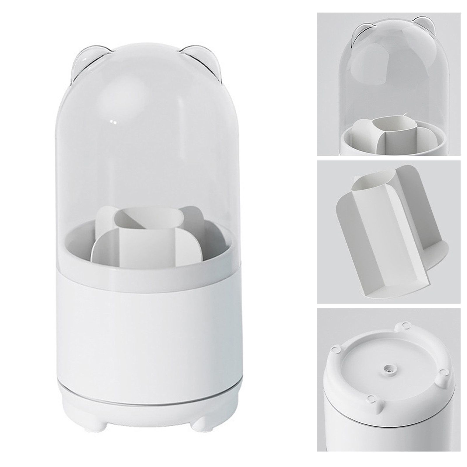 Makeup Brush Storage Container 360 Degree Rotating Dust Prevention Transparent view 4