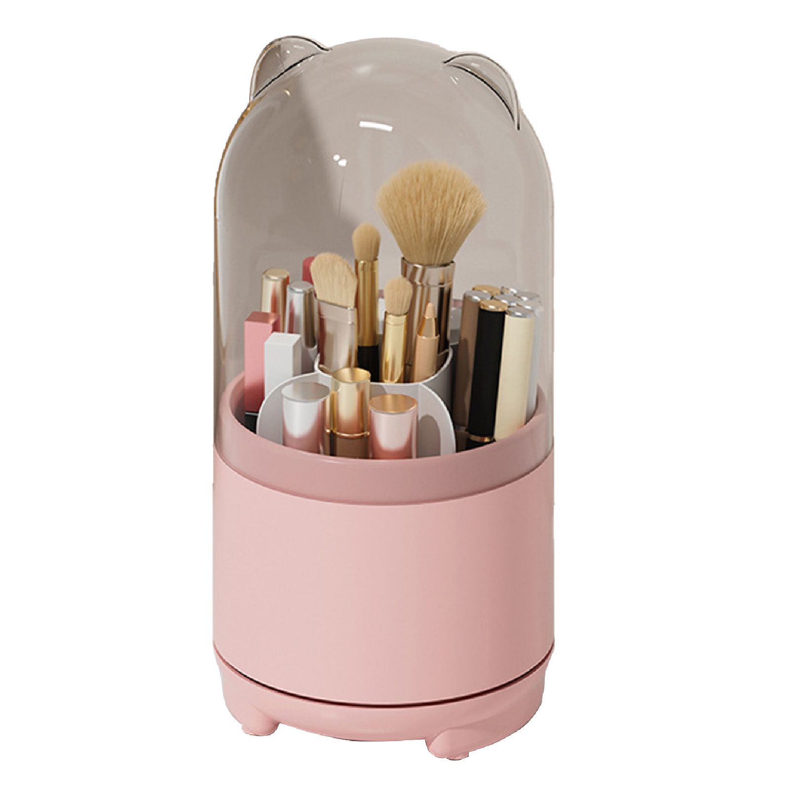 Makeup Brush Storage Container 360 Degree Rotating Dust Prevention Transparent