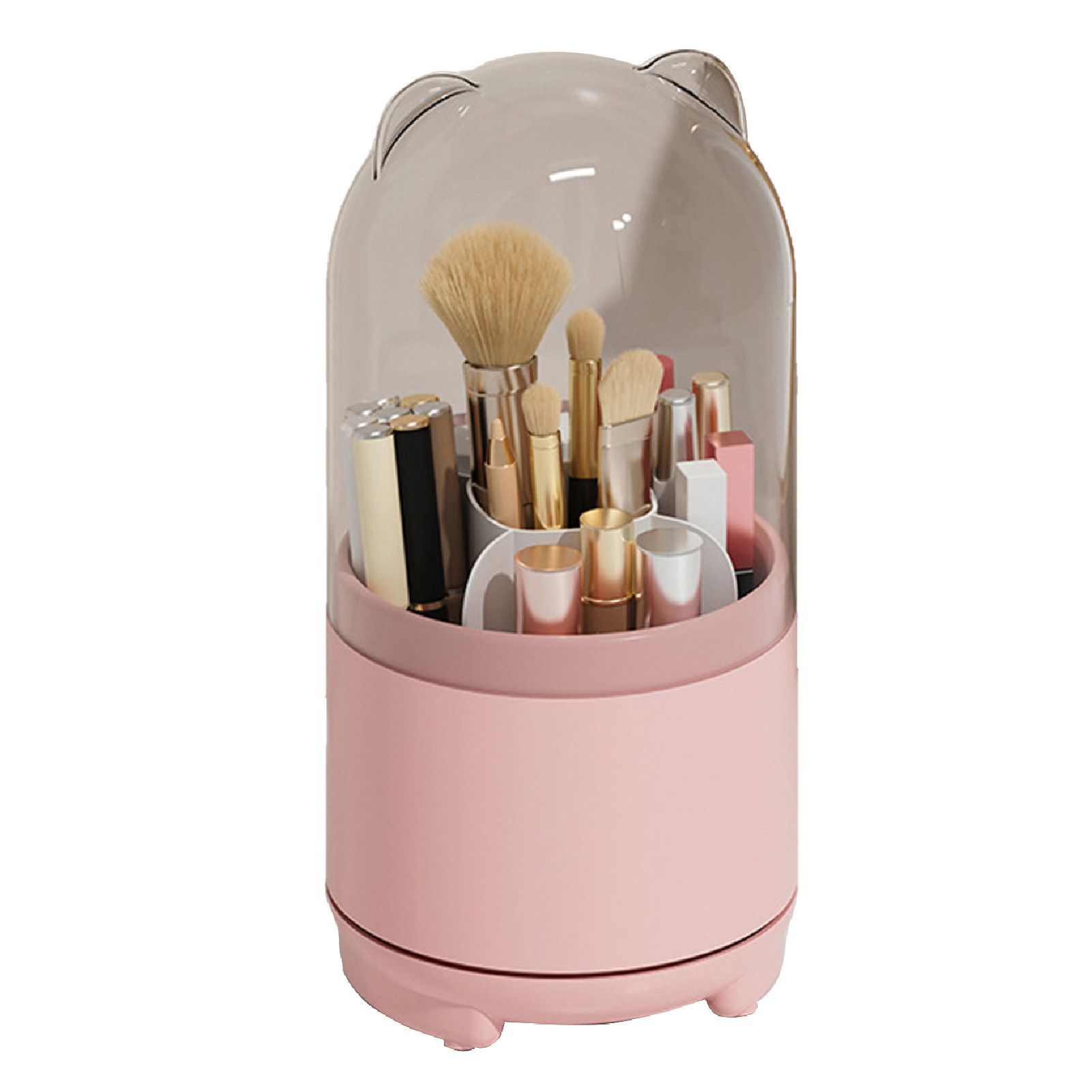 Makeup Brush Storage Container 360 Degree Rotating Dust Prevention Transparent view 2