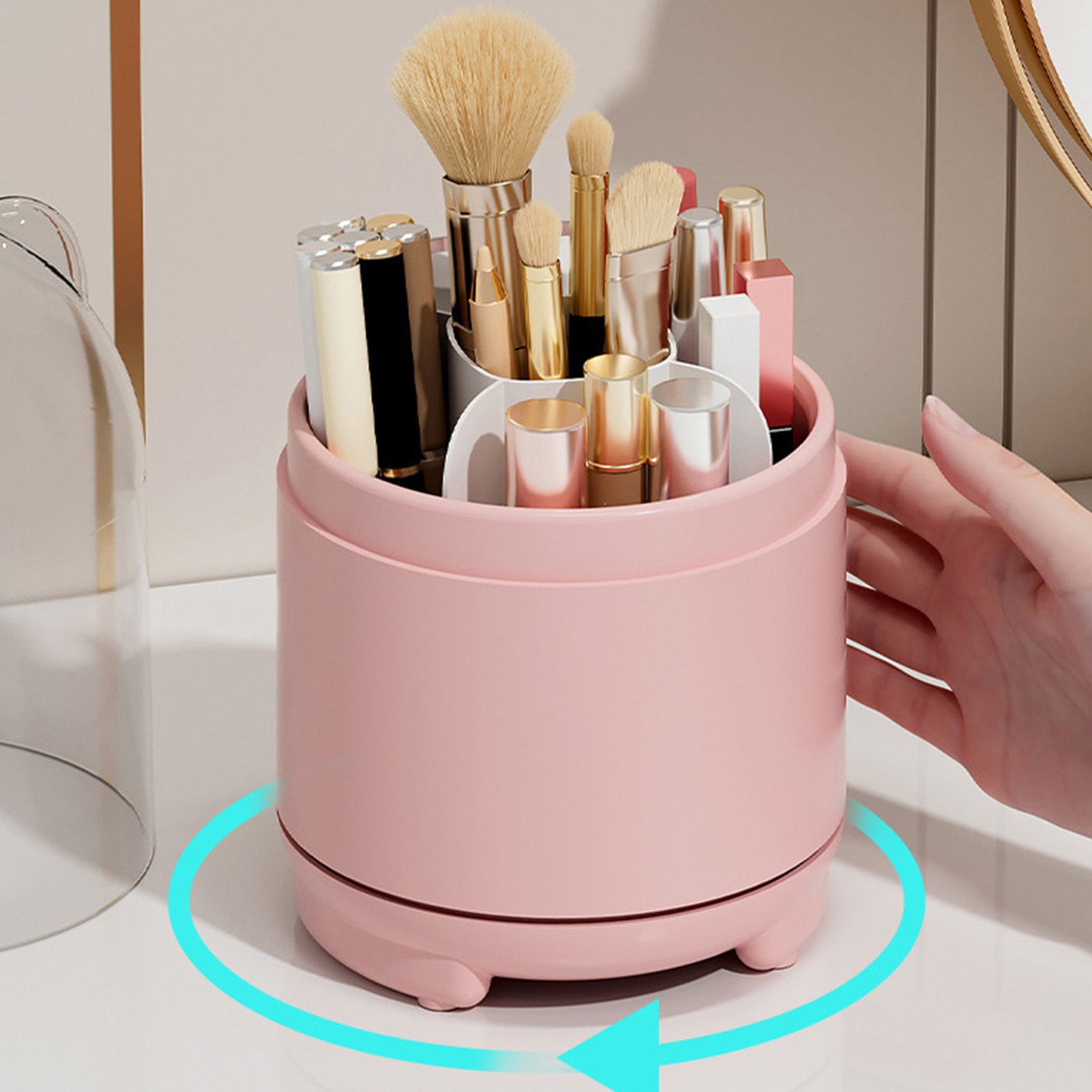 Makeup Brush Storage Container 360 Degree Rotating Dust Prevention Transparent view 12