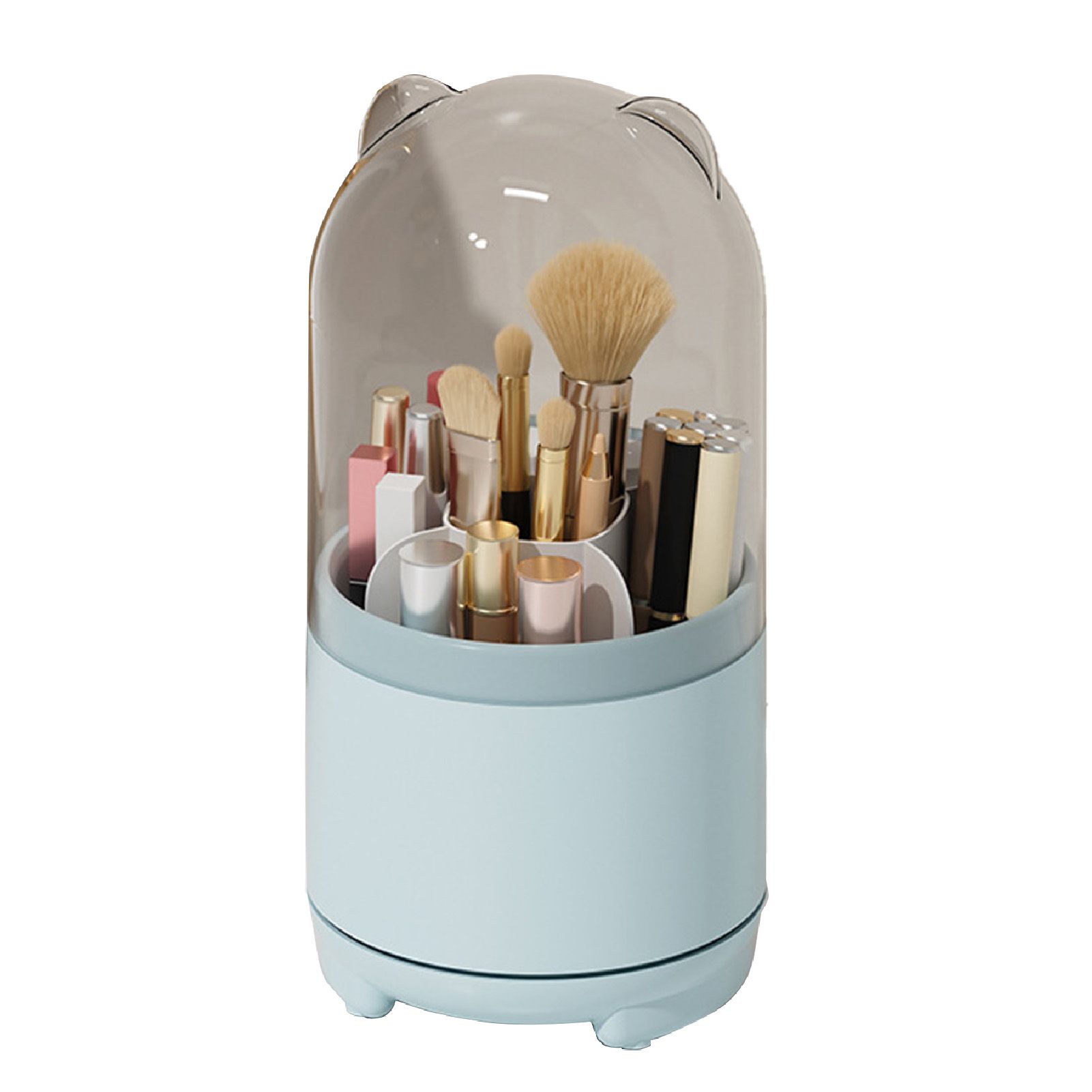 Makeup Brush Storage Container 360 Degree Rotating Dust Prevention Transparent