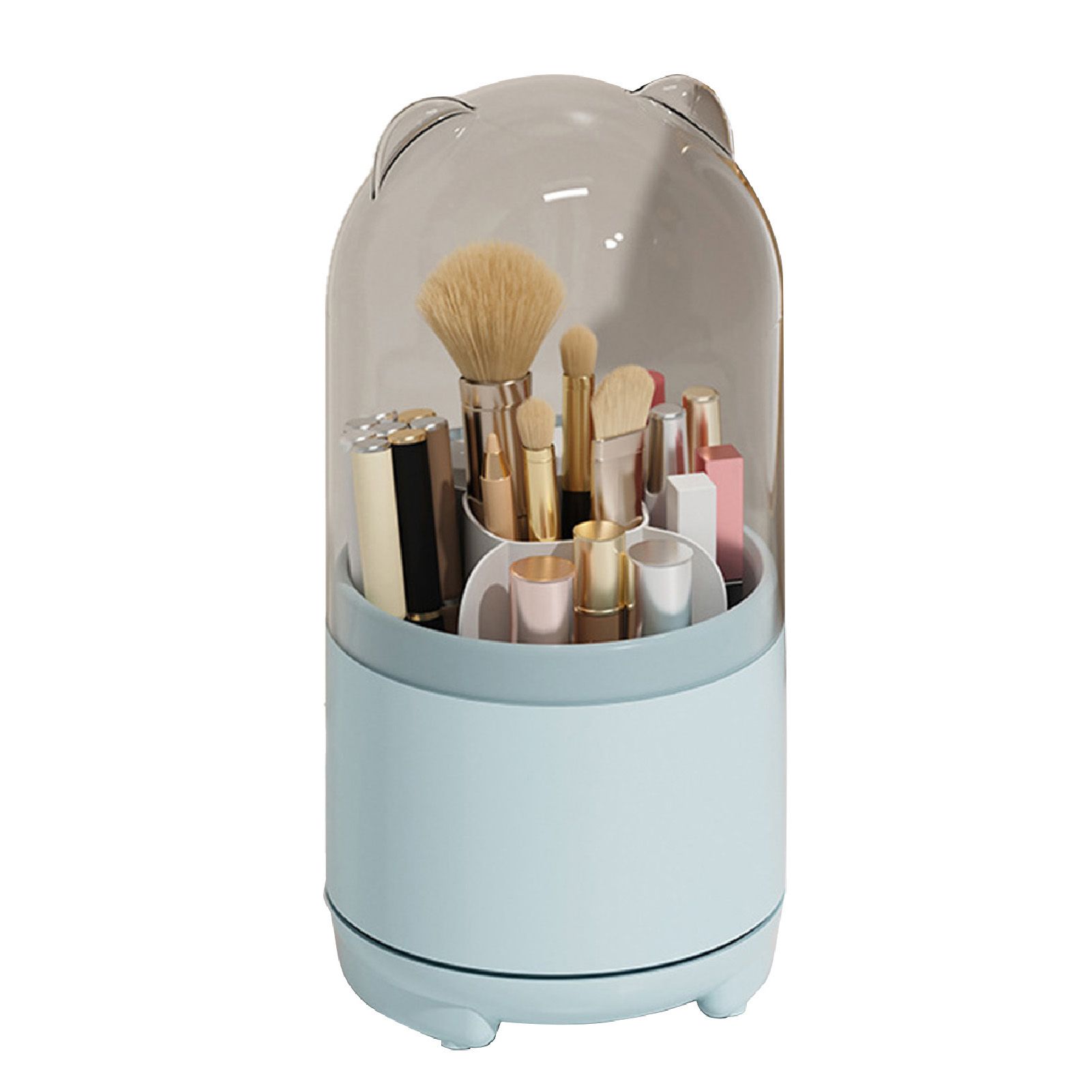 Makeup Brush Storage Container 360 Degree Rotating Dust Prevention Transparent view 2