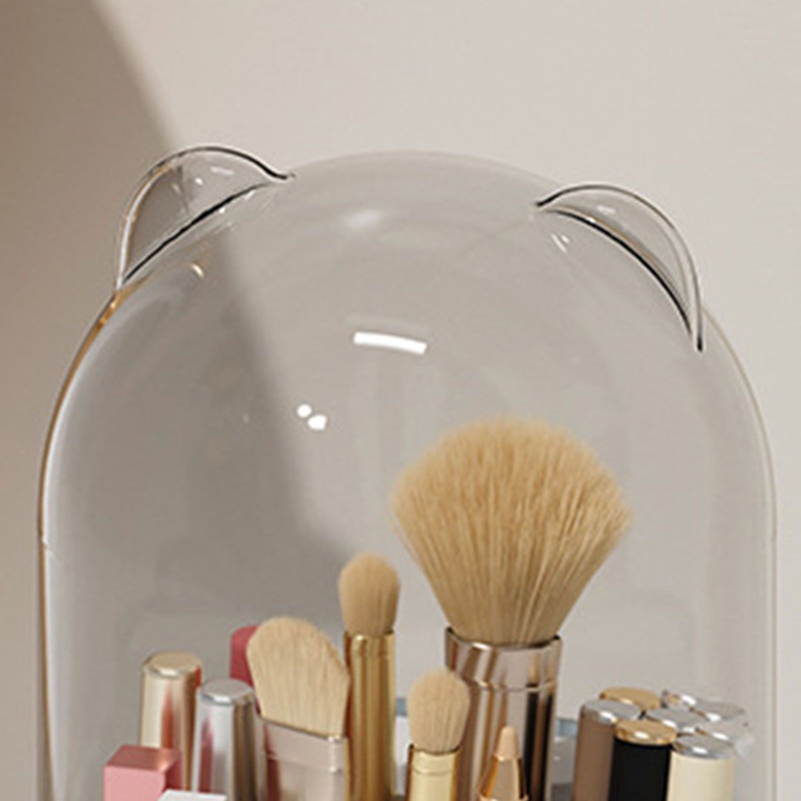 Makeup Brush Storage Container 360 Degree Rotating Dust Prevention Transparent view 7