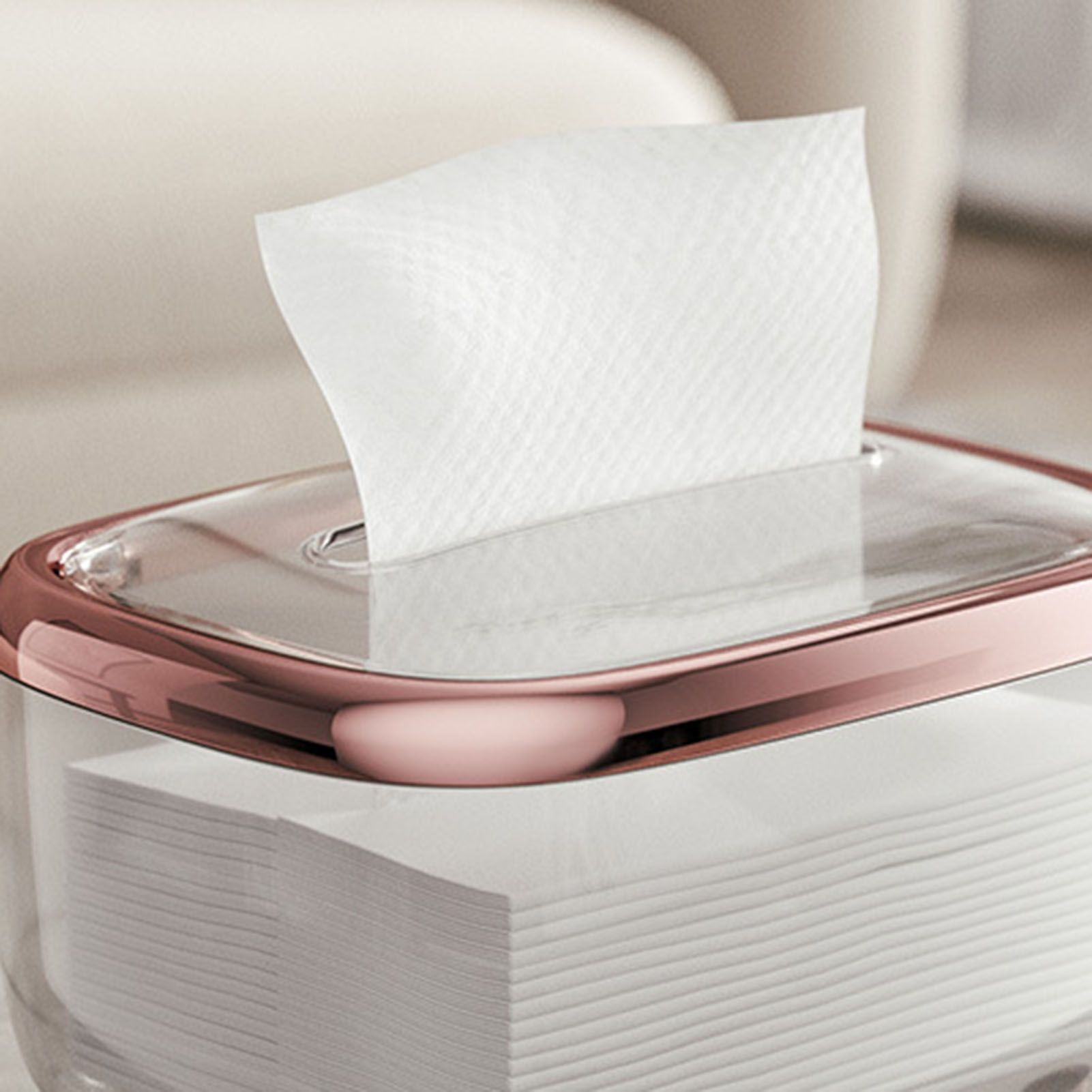 Tissue Box Transparent Napkin Box Simple Creative Storage Box Fixed Lid Paper view 12