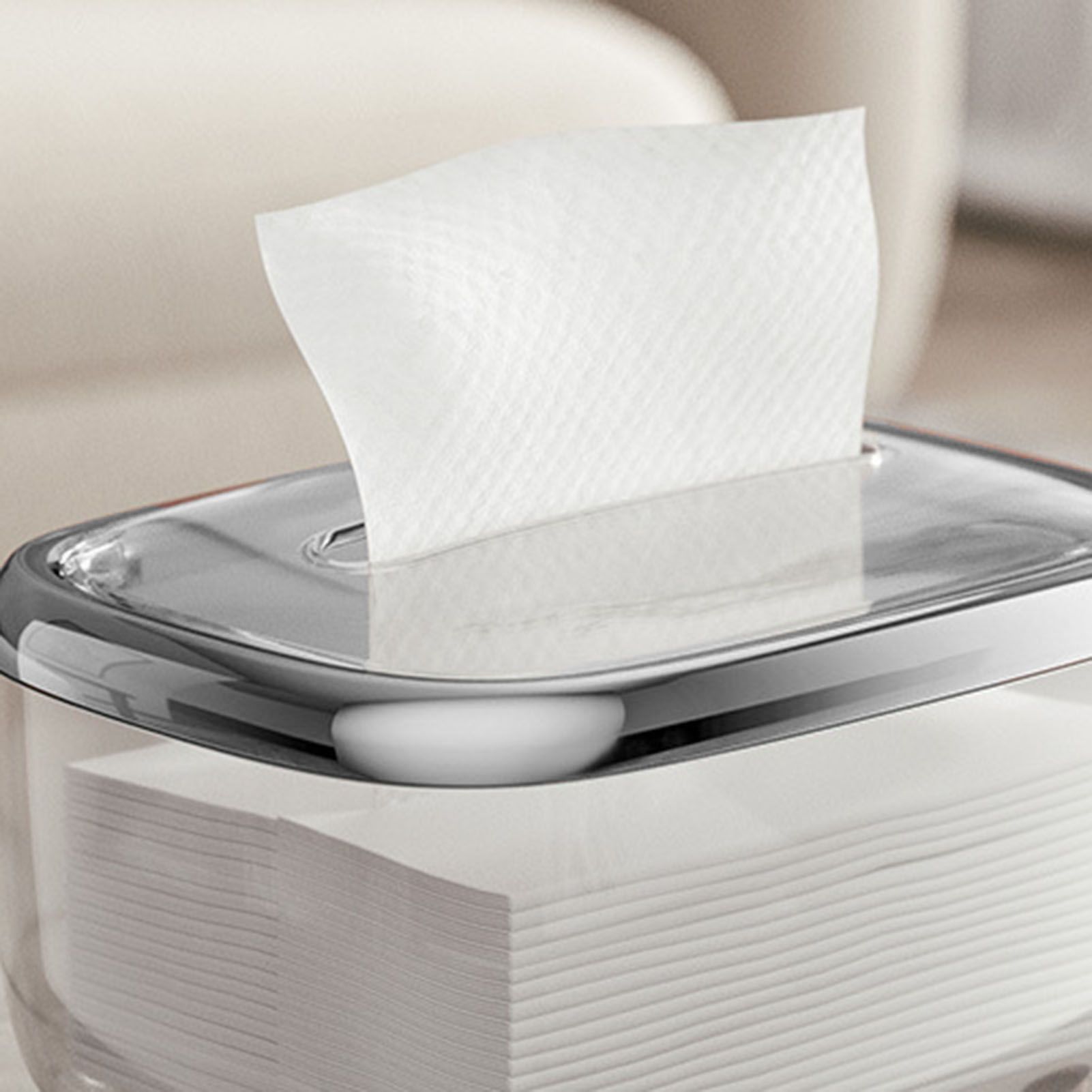 Tissue Box Transparent Napkin Box Simple Creative Storage Box Fixed Lid Paper view 12