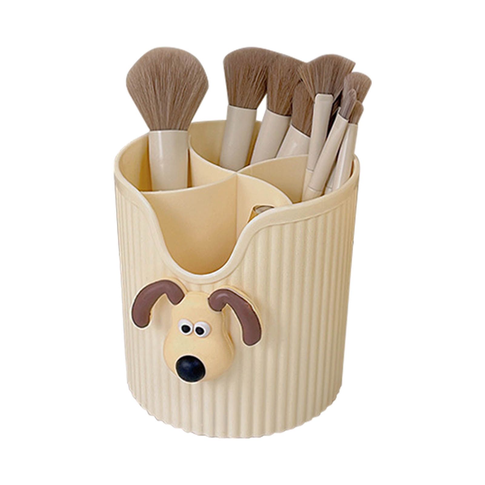 Desk Pencil Pen Holder 4 Compartments Large Capacity Cute School Supplies view 2