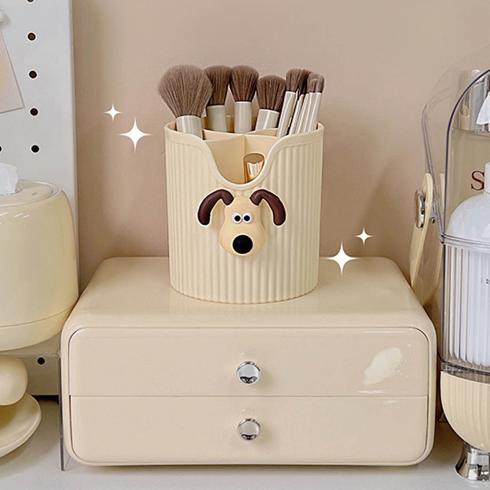 Desk Pencil Pen Holder 4 Compartments Large Capacity Cute School Supplies view 5