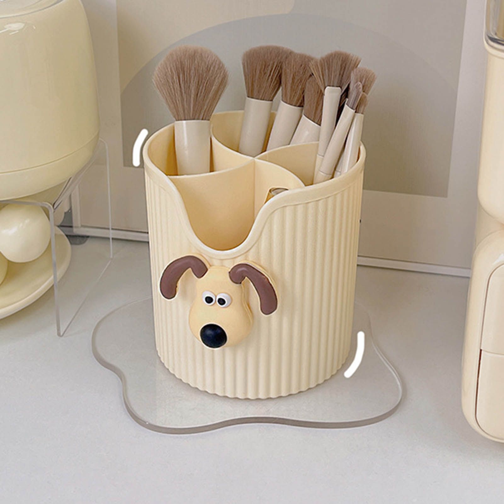 Desk Pencil Pen Holder 4 Compartments Large Capacity Cute School Supplies view 6