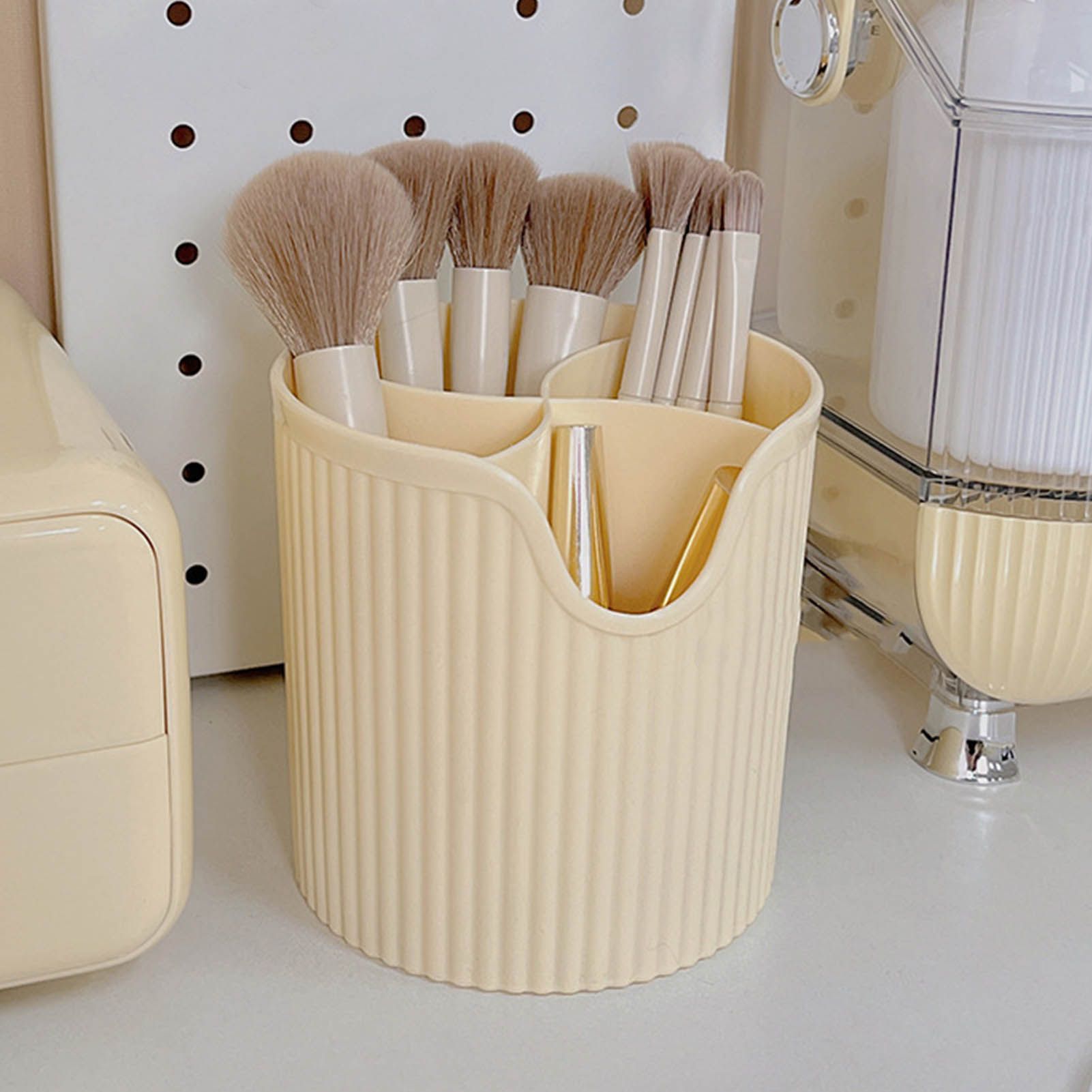 Desk Pencil Pen Holder 4 Compartments Large Capacity Cute School Supplies view 11