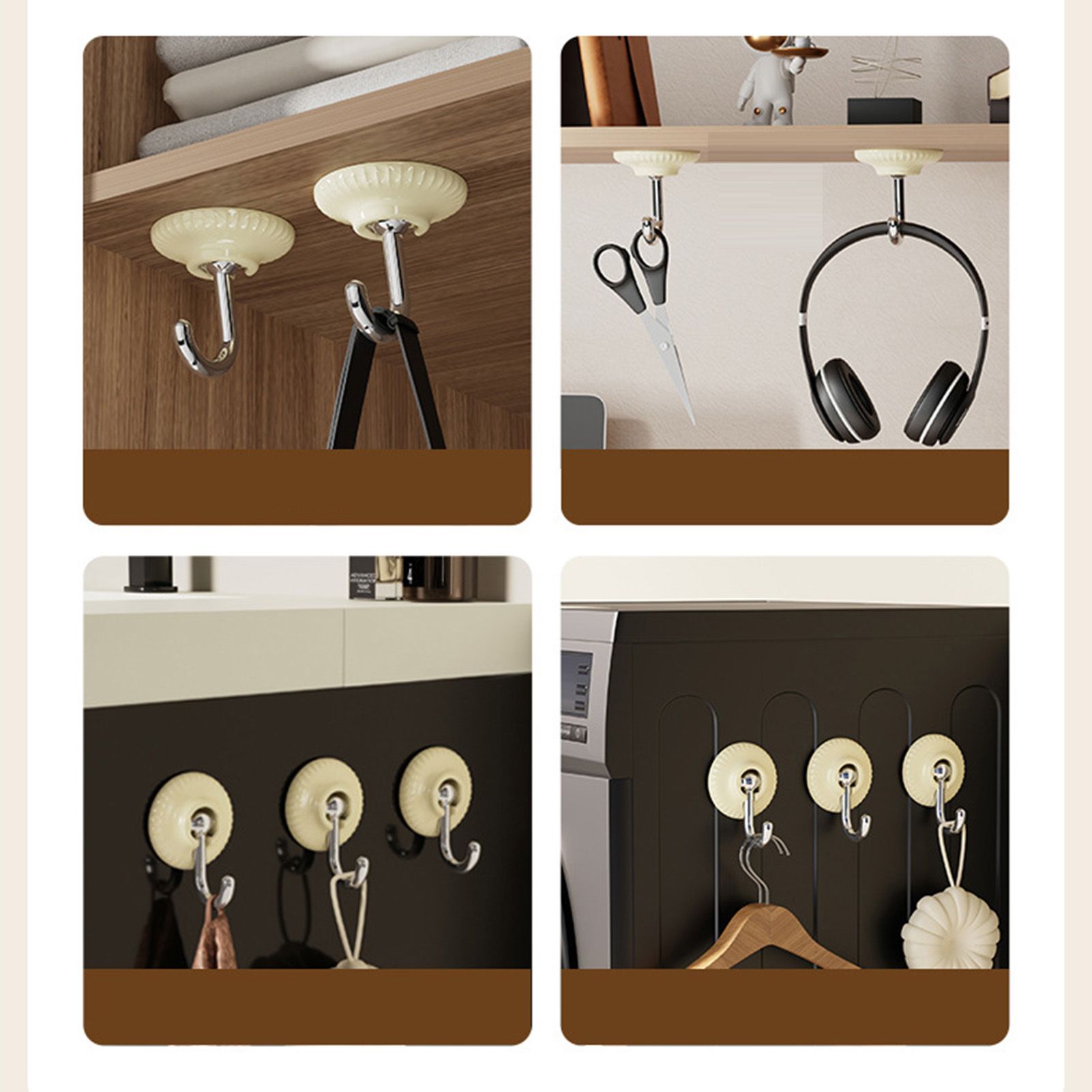 4pcs Adhesive Hooks Hole Free Round Hooks Bathroom Coat Heavy Duty Adhesive view 11