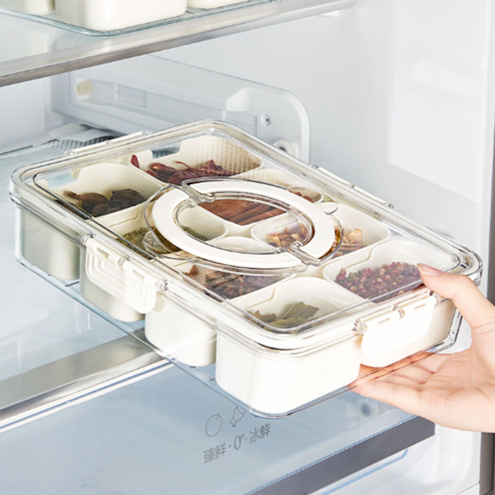 Plastic Storage Box Multi Grids Fridge Food Divider Box for Dumpling Vegetable view 4