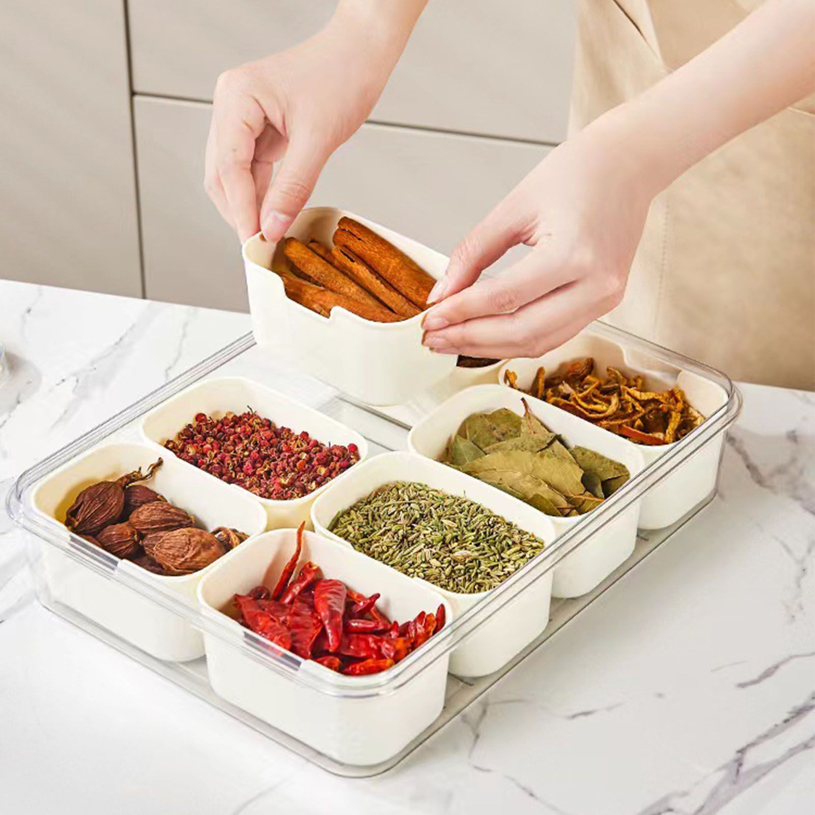 Plastic Storage Box Multi Grids Fridge Food Divider Box for Dumpling Vegetable view 5