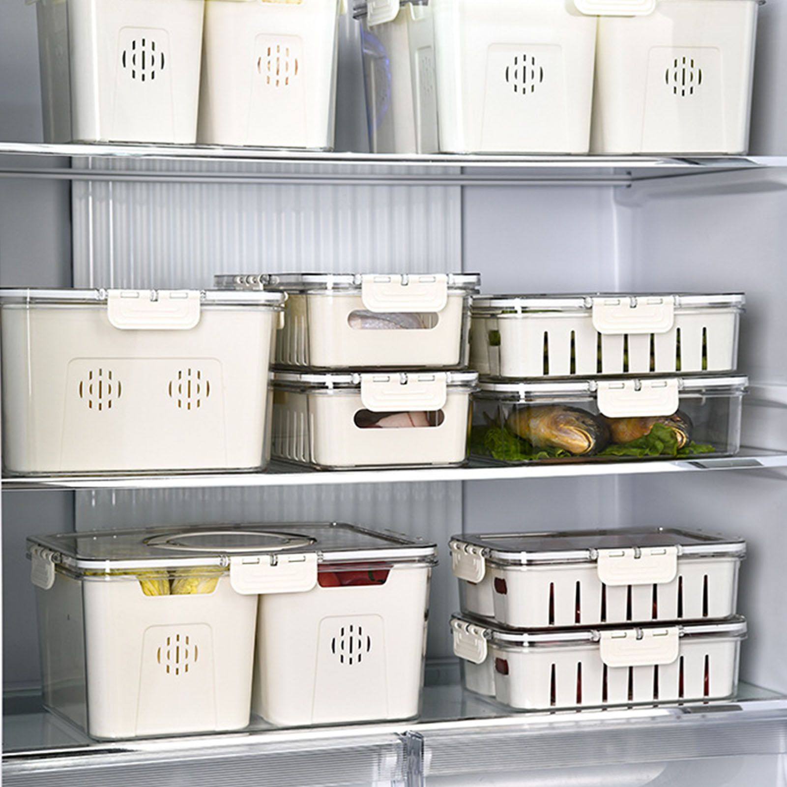 Plastic Storage Box Multi Grids Fridge Food Divider Box for Dumpling Vegetable view 8
