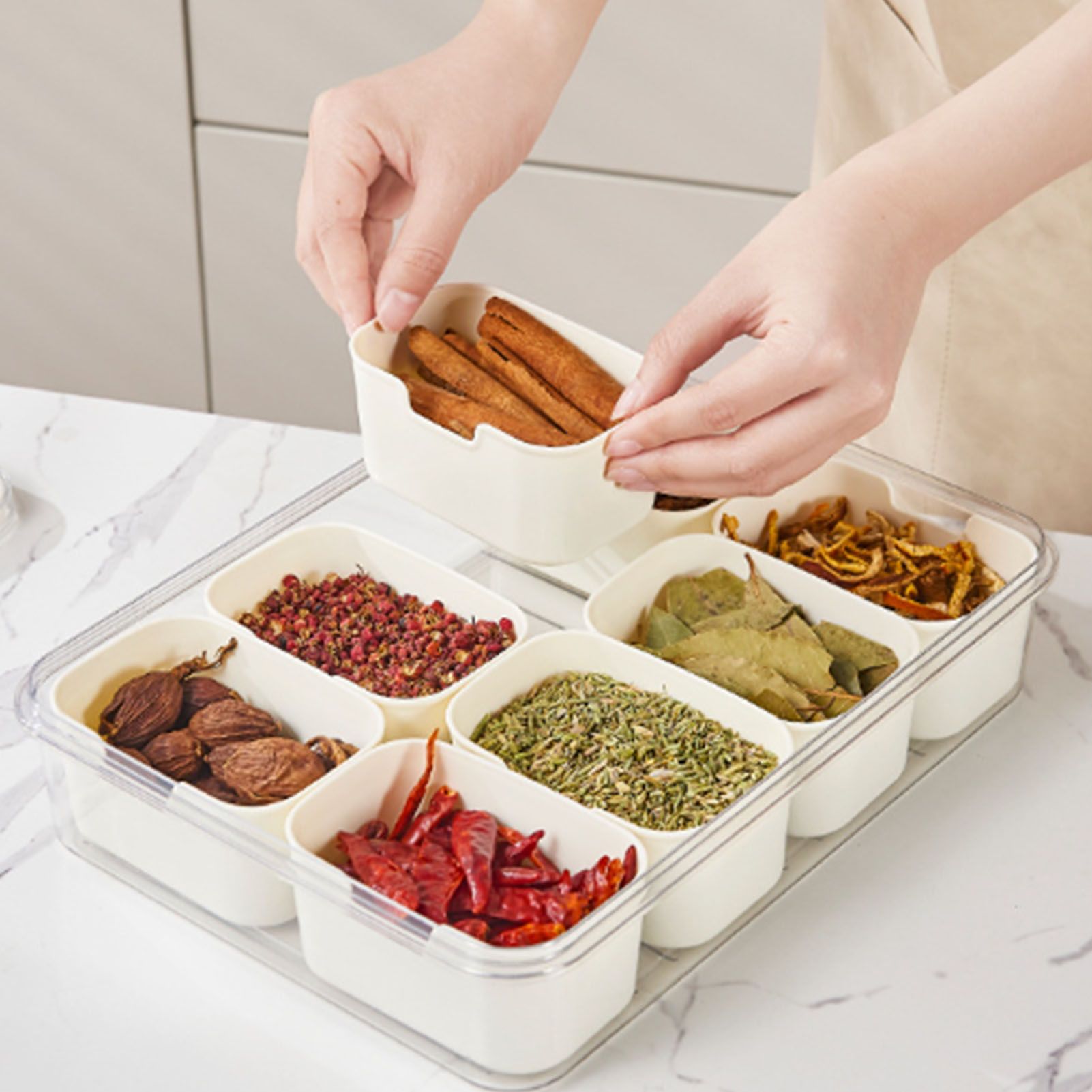 Plastic Storage Box Multi Grids Fridge Food Divider Box for Dumpling Vegetable view 9