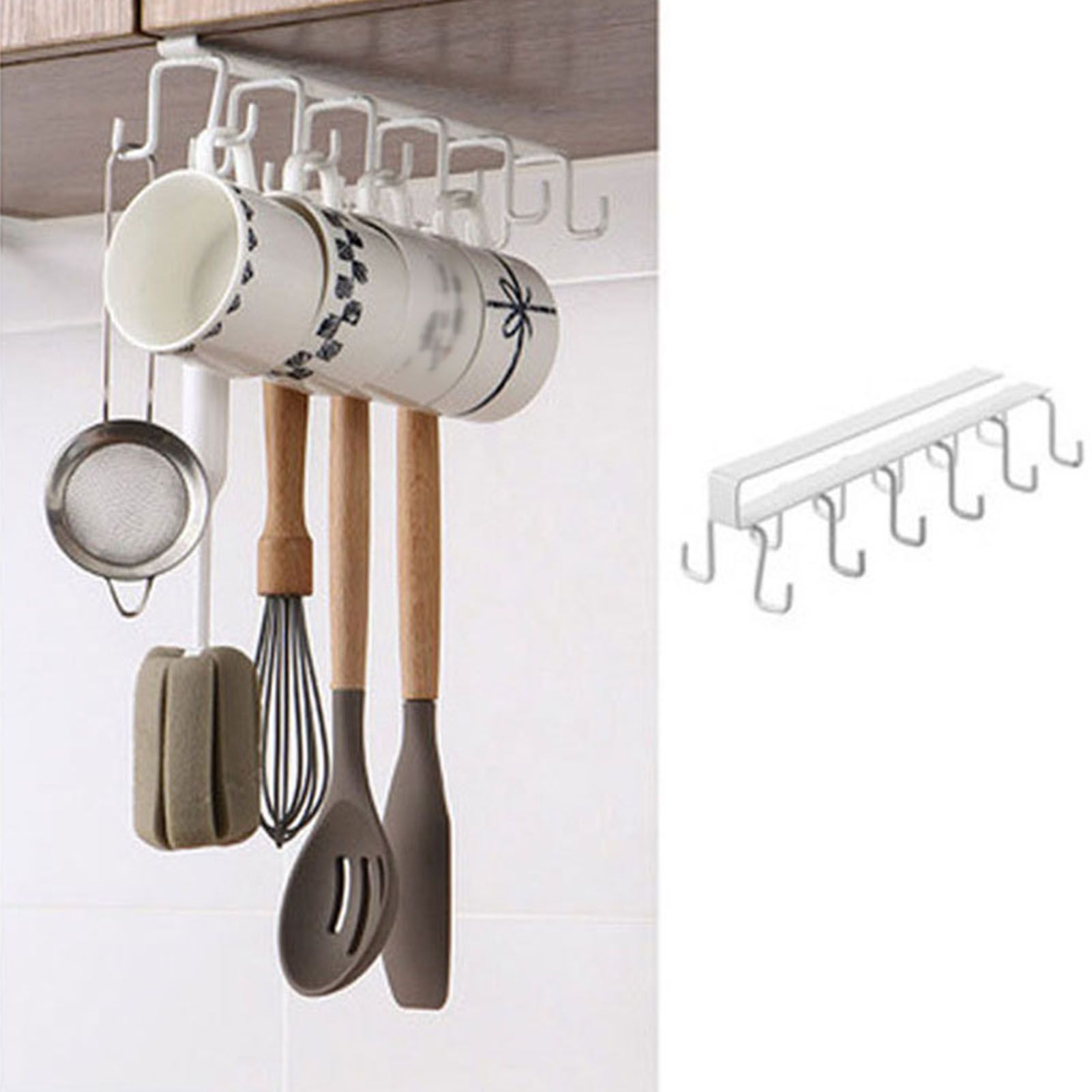 Kitchen Utensil Holder Hanger Iron Double Row Hook Spoon Shovel Shelving for view 5