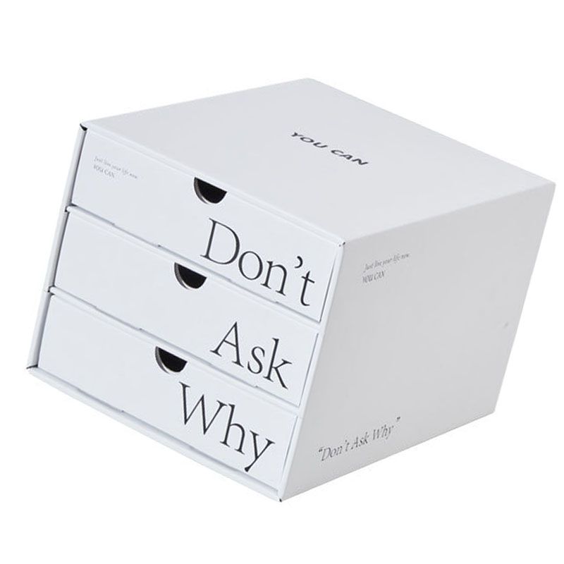 Desk Organizer with Drawer Corrugated Paper 3 Tier Desktop Storage Box for view 3